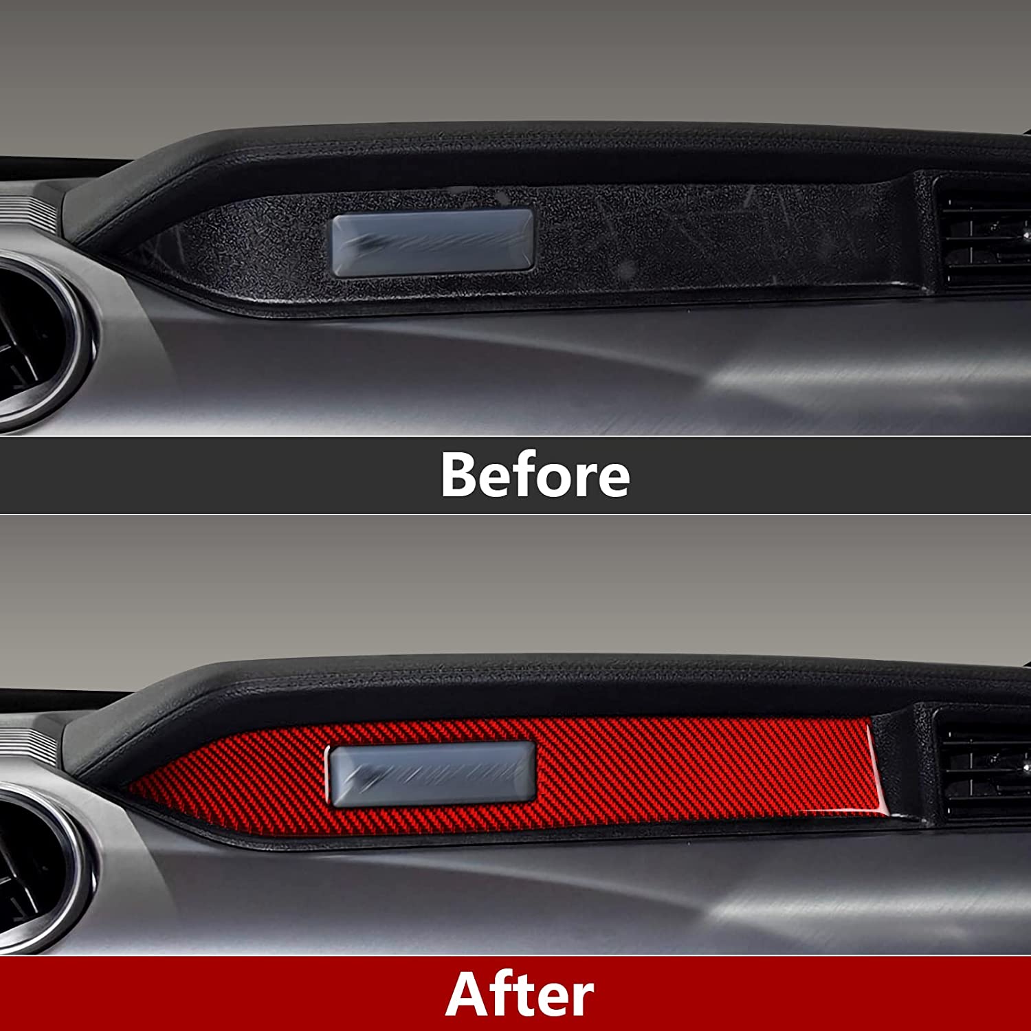 Car Instrument Panel Sticker Decal Carbon Fiber Interior Trim Cover for Ford Mustang 2015 2016 2017 2018 2019 2020 Accessories - Delicate Leather
