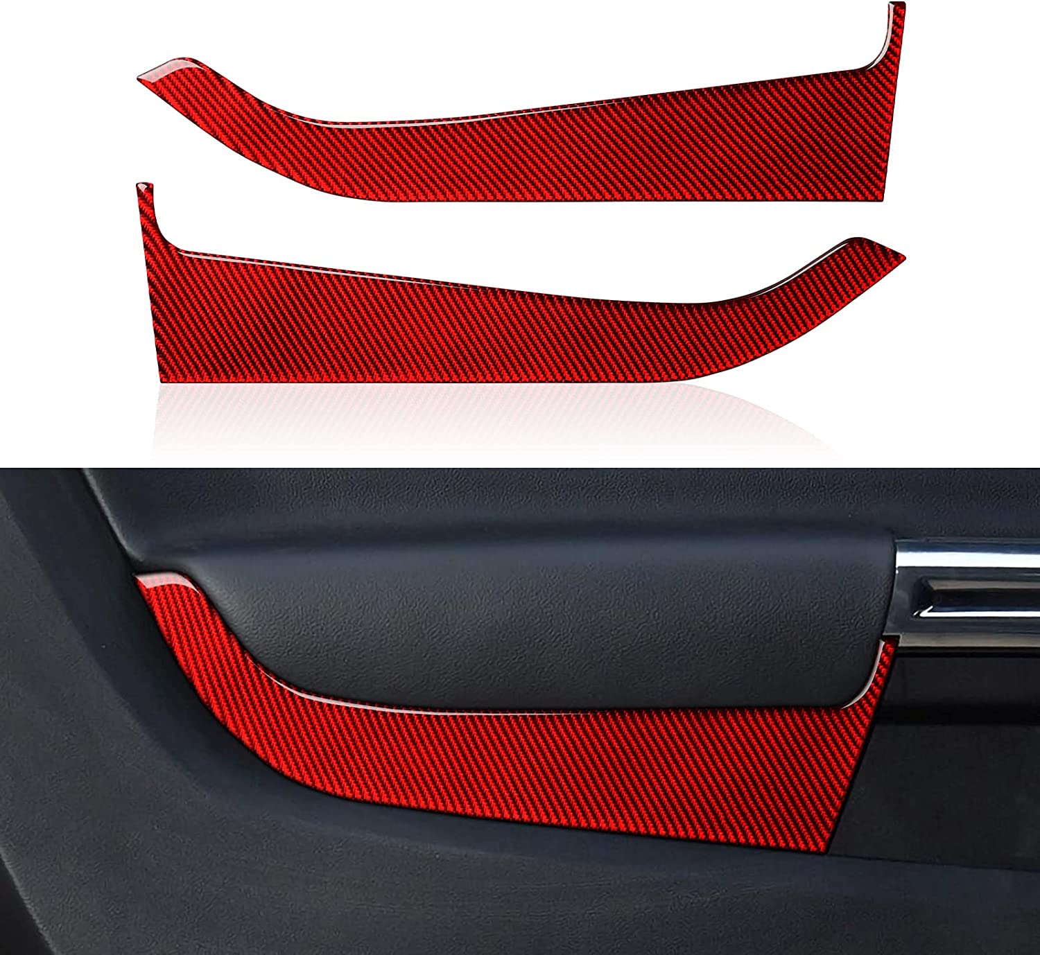 Car Front Door Panel Sticker Decal Carbon Fiber Interior Trim Cover Compatible with Mustang 2015 2016 2017 2018 2019 2020 Accessories - Delicate Leather