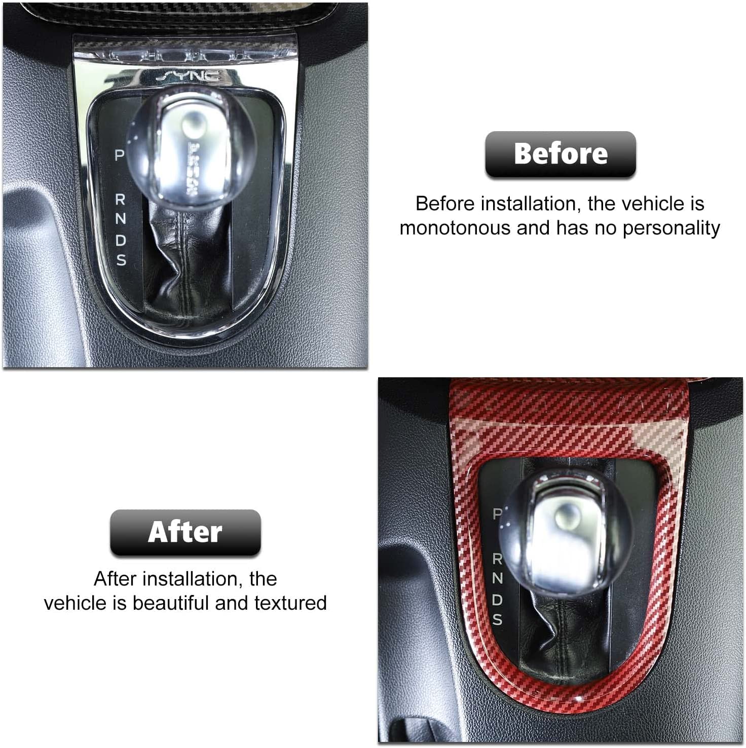 Gear Shift Panel Frame Cover Interior Trim Sticker Accessories for Ford Mustang 2015 2016 2017 2018 2019 2020 2021 2022 - Delicate Leather