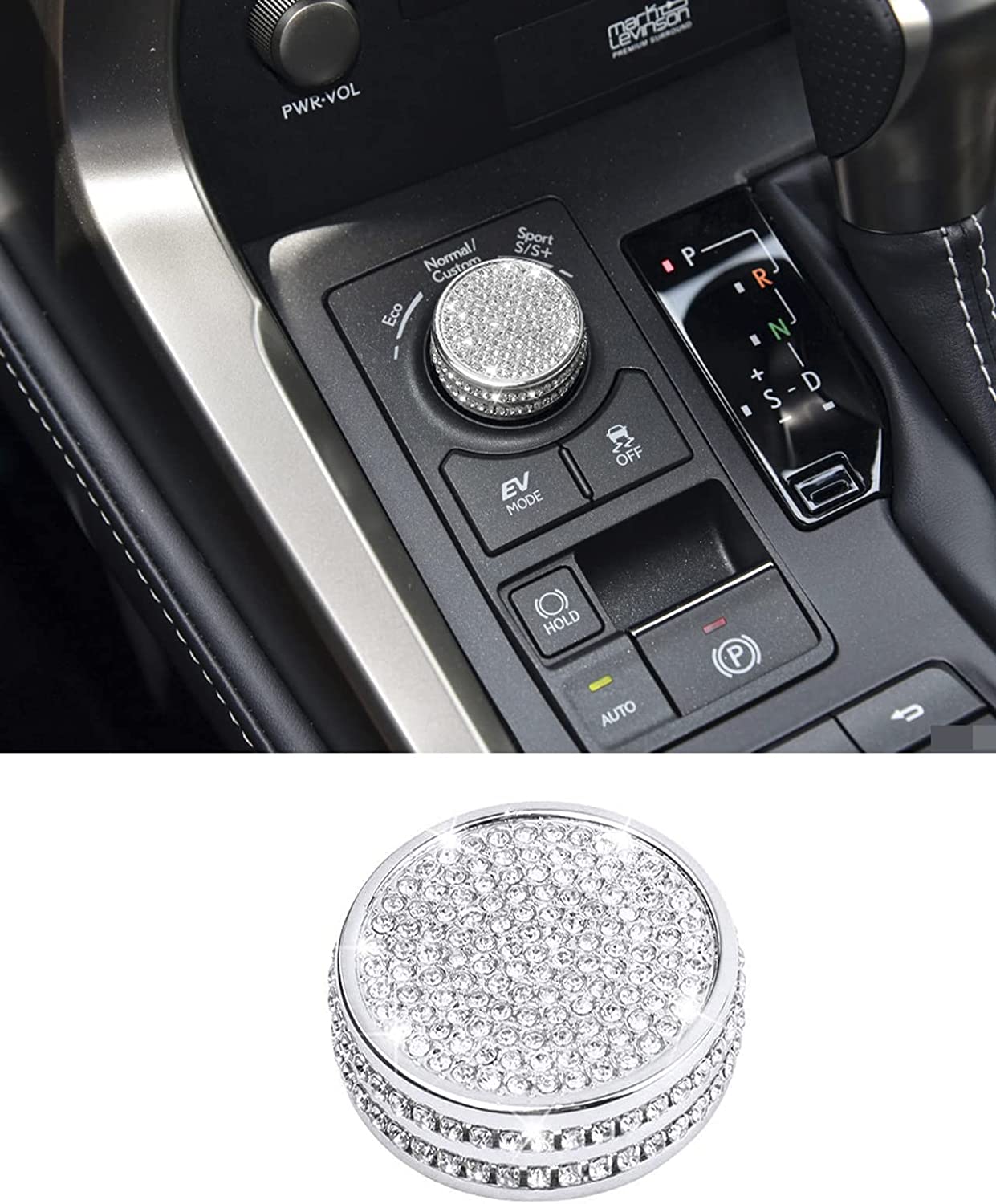 Bling Driving Mode Select Switch Knob Cover Decals Stickers Trim Accessories Compatible with Lexus NX 2015 - 2021, RX 2016 - 2022. (Driving Mode Key 38MM) - Delicate Leather