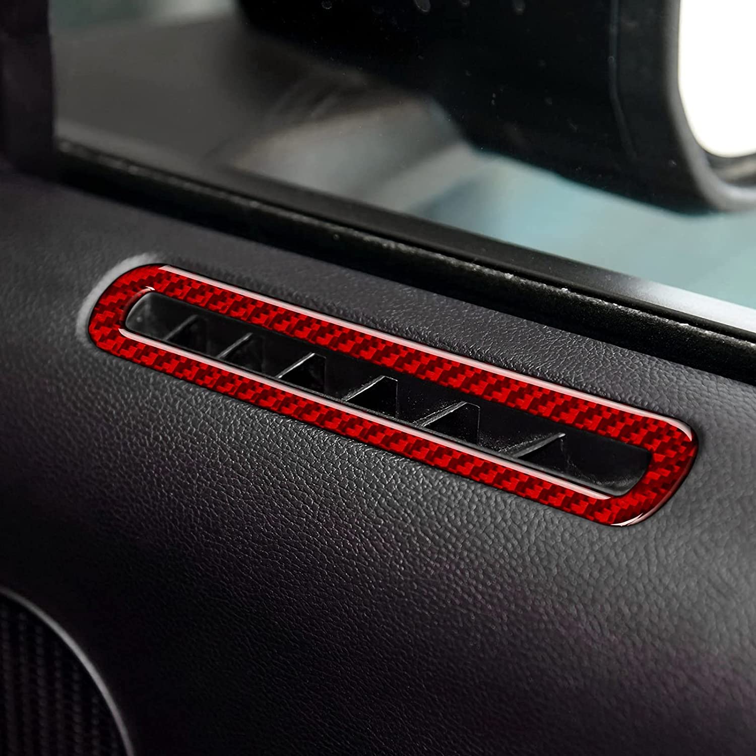 Carbon Fiber Car Door Air Conditioner Outlet Vent Sticker Decal Interior Trim Cover for Mustang 2015 2016 2017 2018 2019 2020 Accessories - Delicate Leather