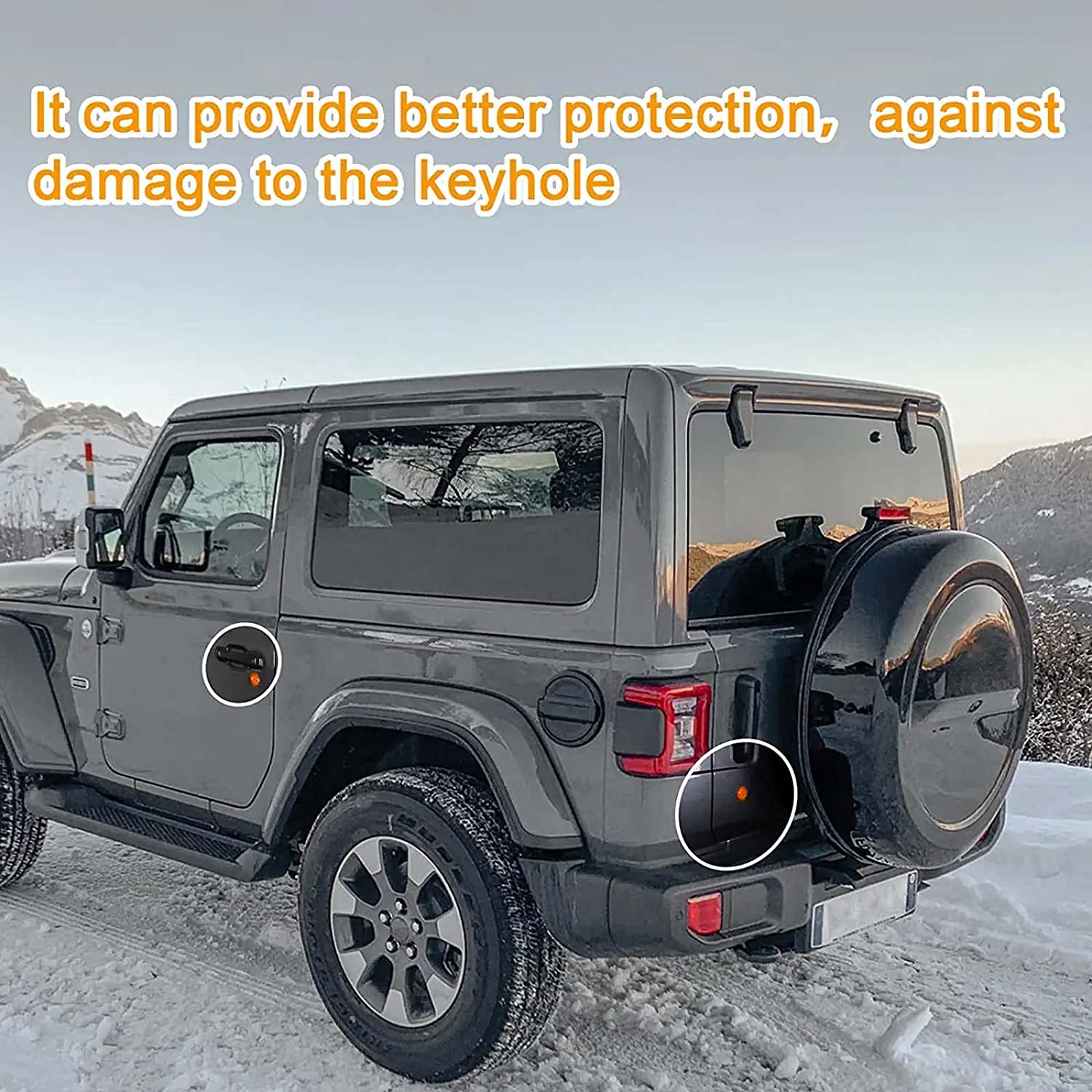 Exterior Door Key Jack Trim Cover Door Lock Cover for 2018-2021 Wrangler JL JLU & Gladiator JT, Orange - Delicate Leather