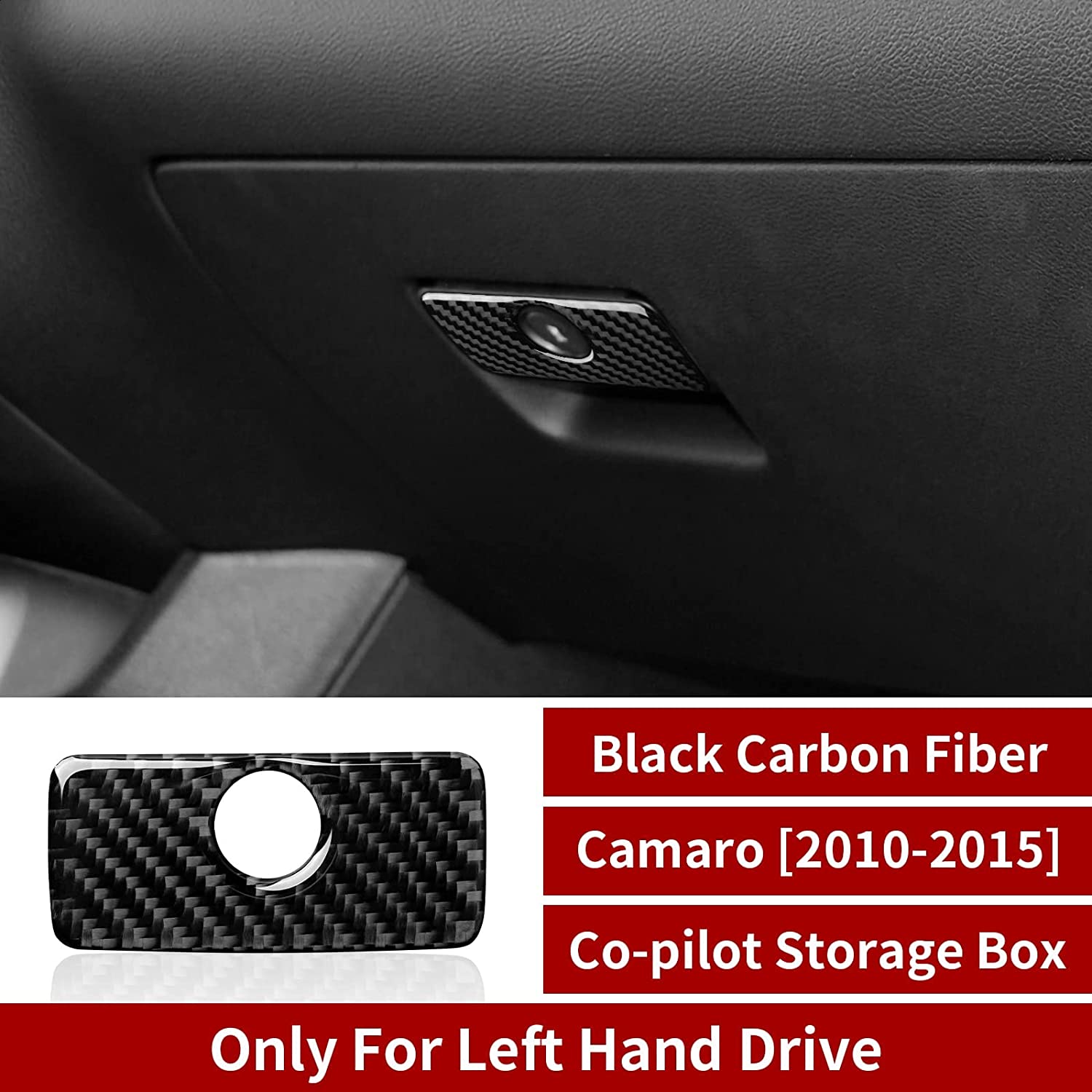 Car Co-Pilot Storage Box Sticker Decal Carbon Fiber Interior Trim Cover Compatible with Camaro 2010 2011 2012 2013 2014 2015 Accessories - Delicate Leather