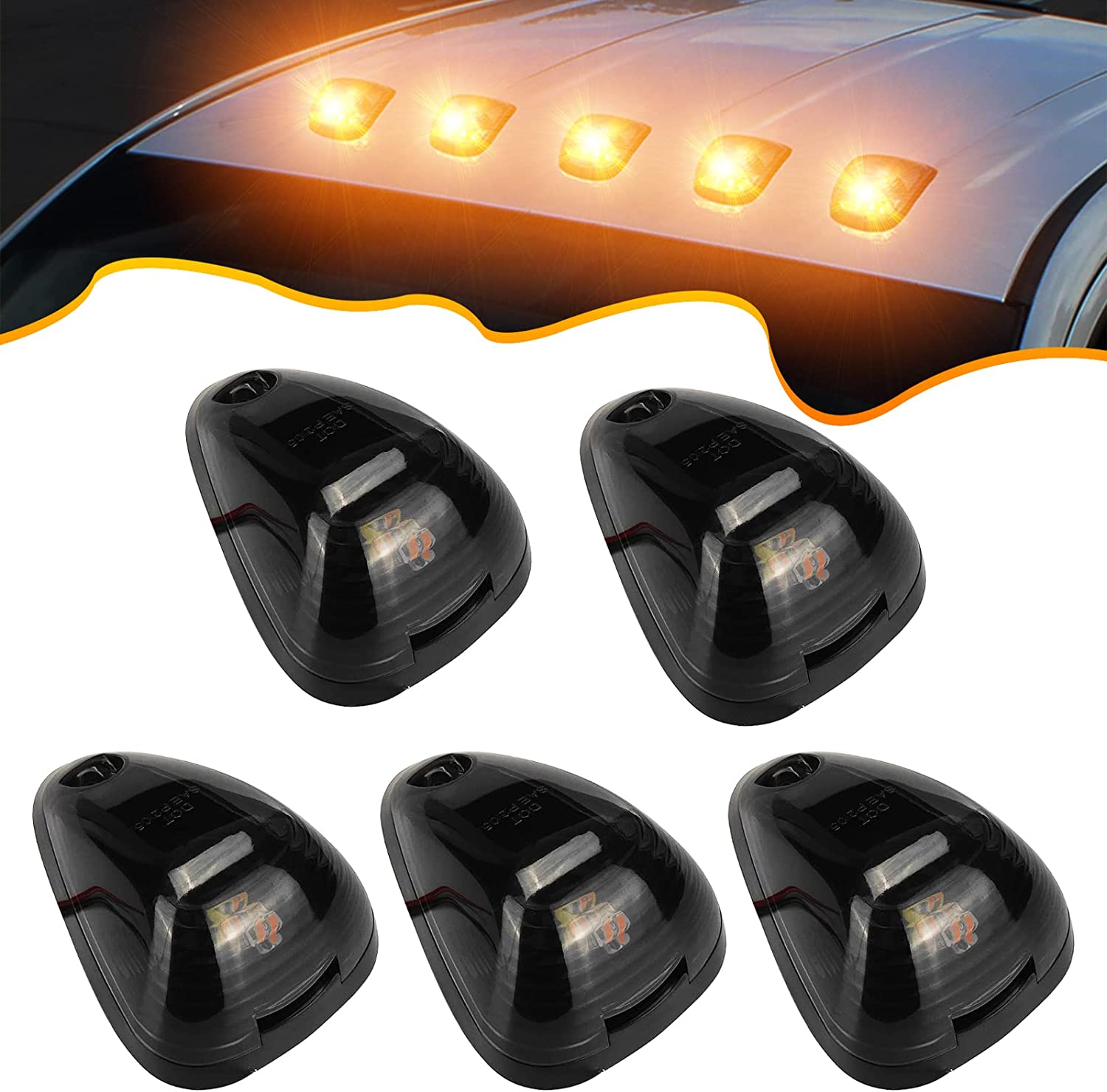 Cab Roof Marker Lights 10 LED Amber Top Clearance Running Lights Super Duty Pickup Trucks SUV - Delicate Leather