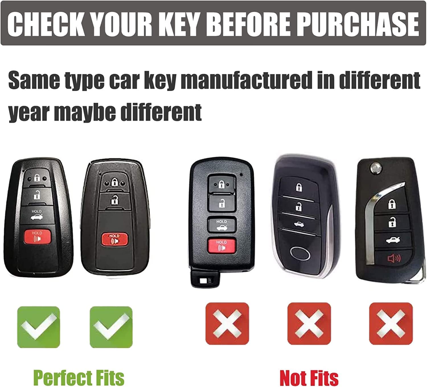 Toyota Key Fob Cover with Lanyard, Car Key Case Protection for 2018-2022 Camry RAV4 Highlander Avalon C-HR Prius Corolla GT86 Smart Key Holder - Delicate Leather