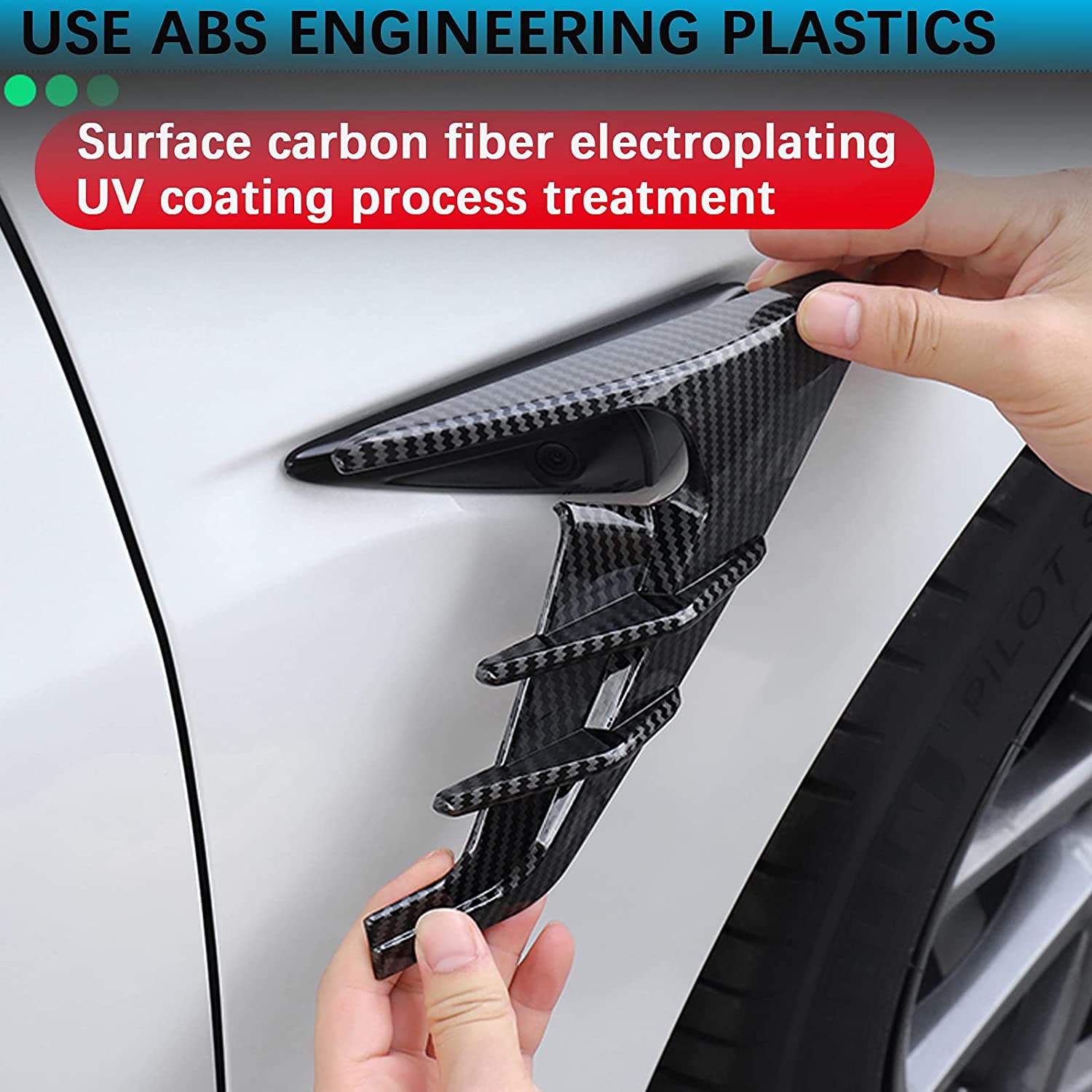 Side Camera Indicator Protection Cover Decoration Modification Accessories fit for Autopilot 2.0-3.0 - Delicate Leather