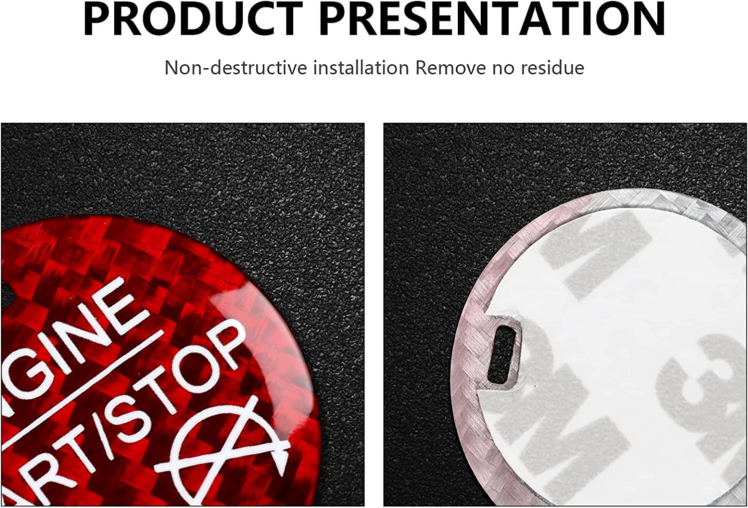 Carbon Fiber Car Engine Start Stop Button Sticker Decal Interior Trim Cover for Mustang 2015 2016 2017 2018 2019 2020 Accessories - Delicate Leather