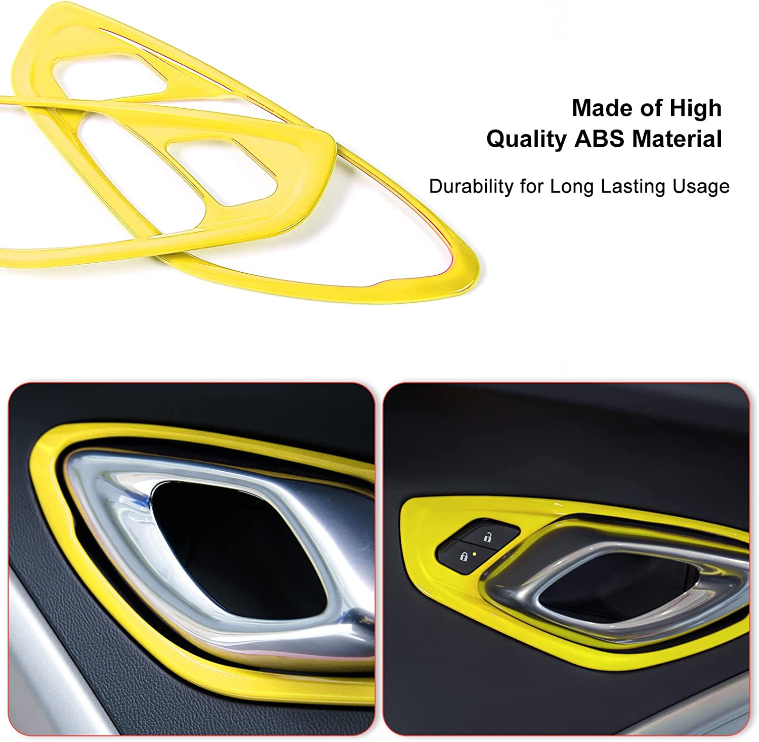 Door Inner Grab Handle Cover Frame ABS Decor Trim Interior Accessories for Camaro 2017-2022 - Delicate Leather