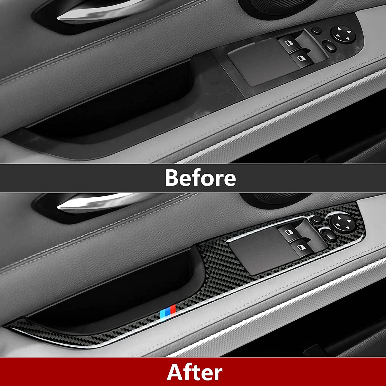 Car Window Lift Switch Sticker Decal Carbon Fiber Trim fits for E92 E93 Coupe Convertible Accessories - Delicate Leather