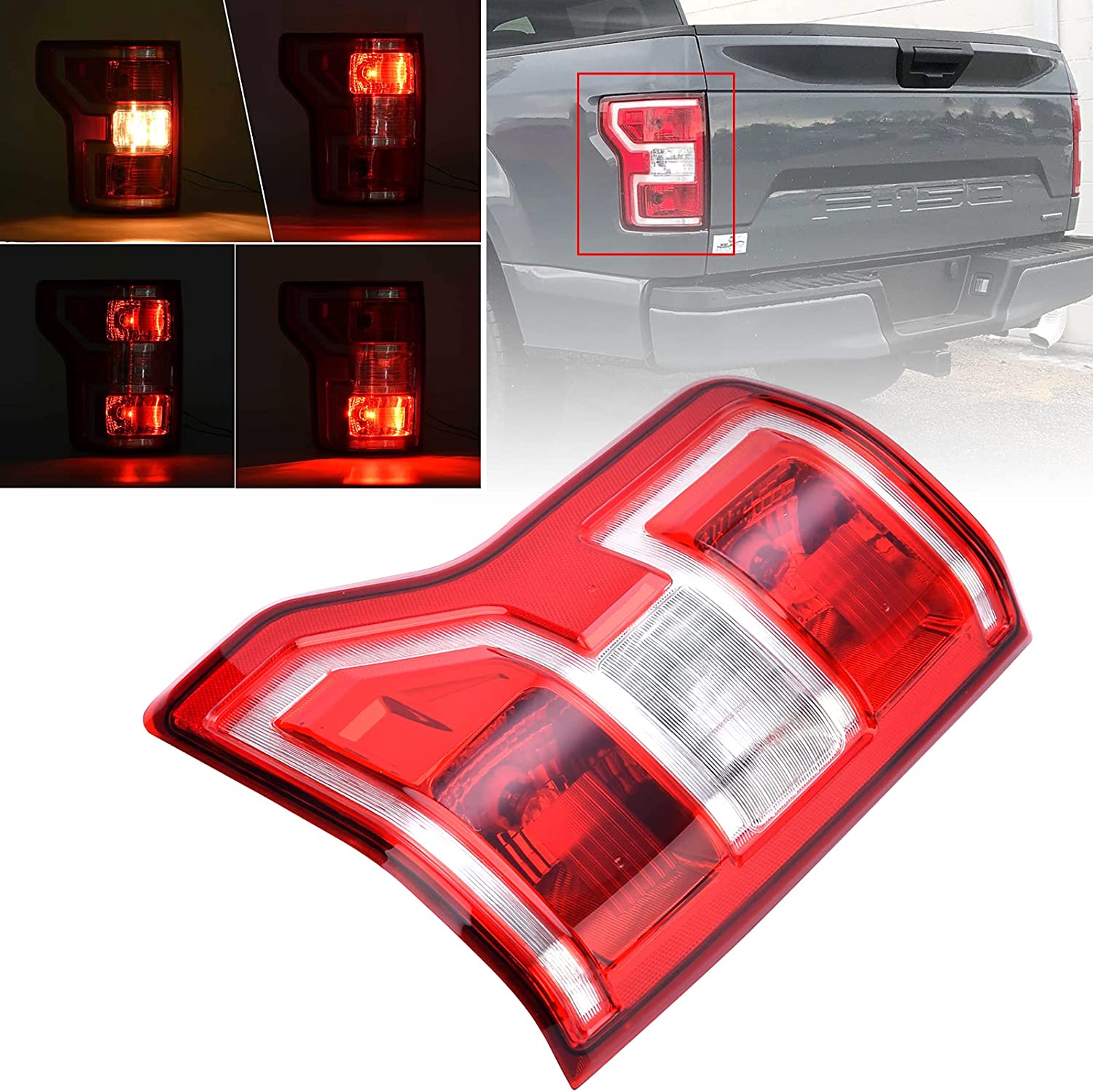Left Driver Side Brake Tail Light Rear Lamp Compatible With Ford F150 F-150 2018 2019 2020 Replace JL3Z13405H - Delicate Leather