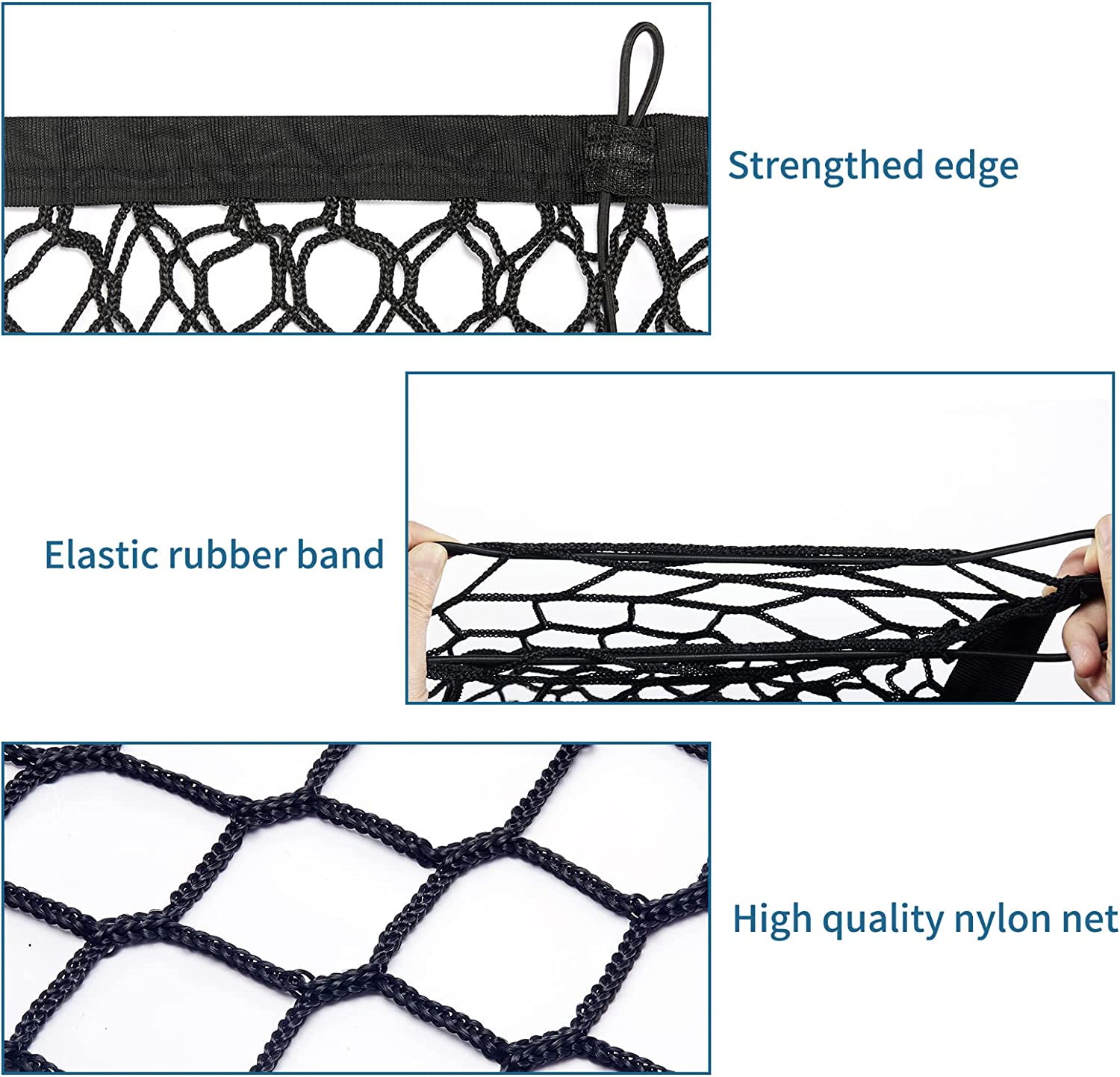 Pickup Truck Cargo Net, Envelope Style Trunk Organizers and Storage Net with 4 Metal Hooks, Fit for Silverado 2013-2022, Sierra 2013-2022 and F150 2015-2022 - Delicate Leather