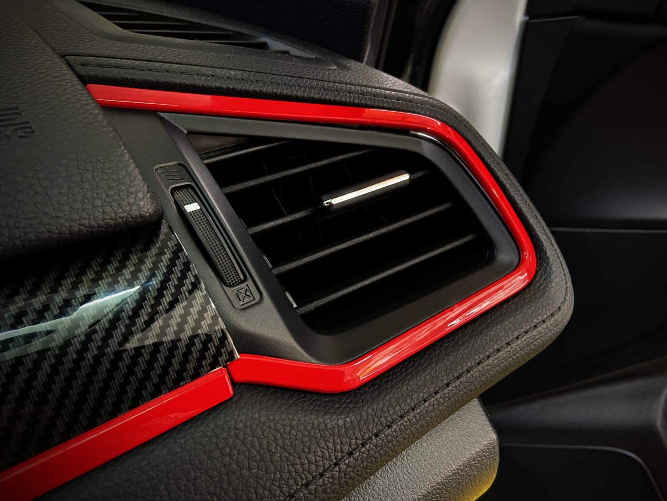 6Pcs Carbon Fiber Grain Console Center Dashboard Cover Trim Decorative Sticker Compatible with 10th Gen Civic 2016 2017 2018 2019 2020 2021 - Delicate Leather