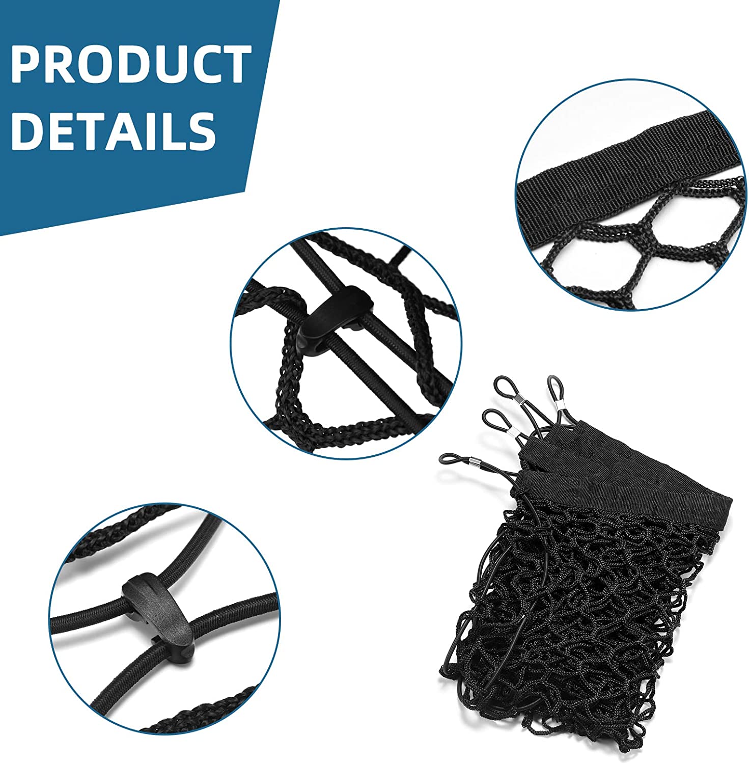 Envelope Style Trunk Cargo Net, Highlander Accessories-Highlander Cargo Net with Metal Hooks, Fit for Highlander 2014-2022 and Highlander Hybrid 2014-2022 Car Accessories - Delicate Leather