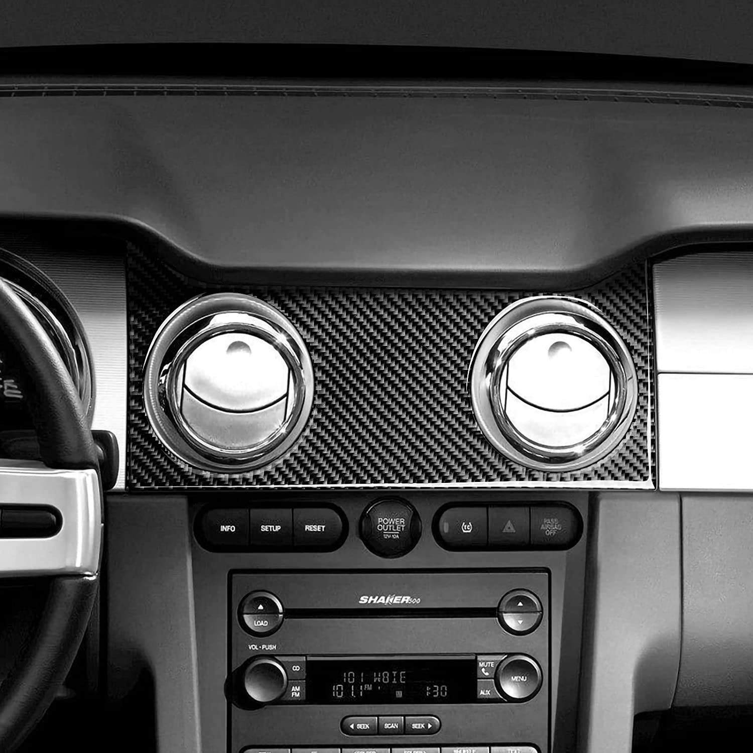 Carbon Fiber Car Interior Center Air Vents Trim Sticker Decal Cover for Mustang GT 2005 2006 2007 2008 2009 S197 Accessories - Delicate Leather