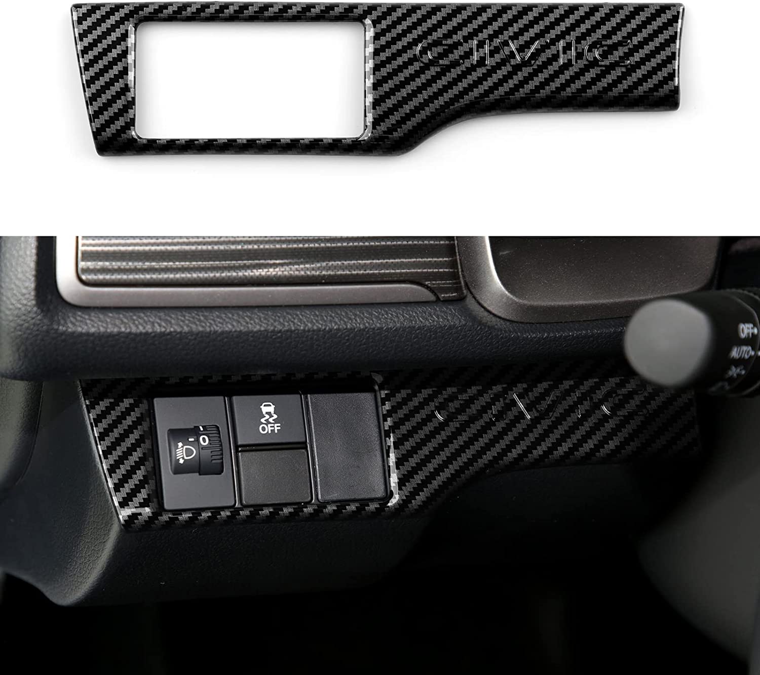ABS Carbon Fiber Compatible with Accessories Headlight Switch Button Trim Interior Sticker - Delicate Leather
