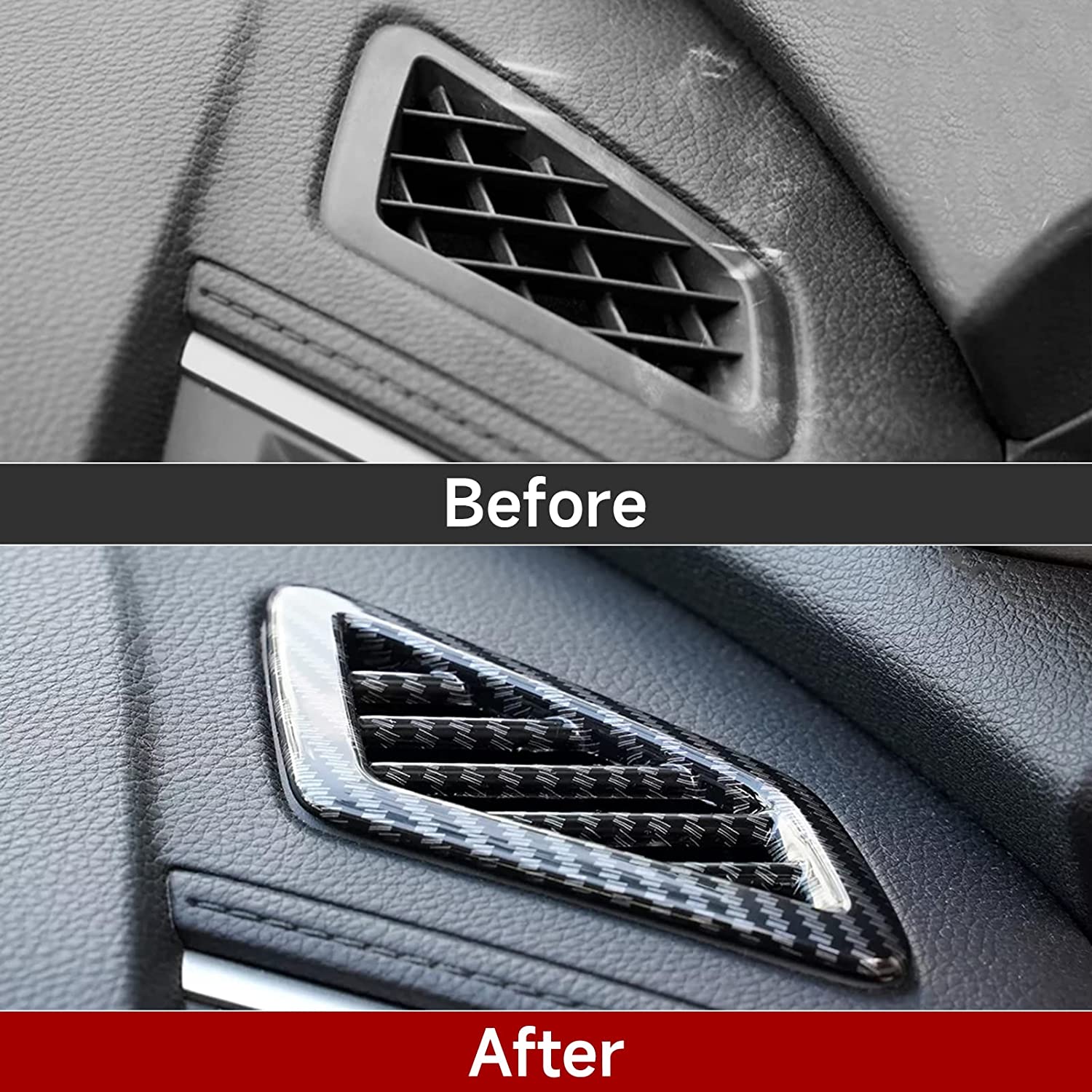 Air Conditioner Outlet Vent Trim Compatible with 2016 2017 2018 2019 2020 2021 Civic 10th Gen Accessories ABS Carbon Fiber Interior Sticker - Delicate Leather