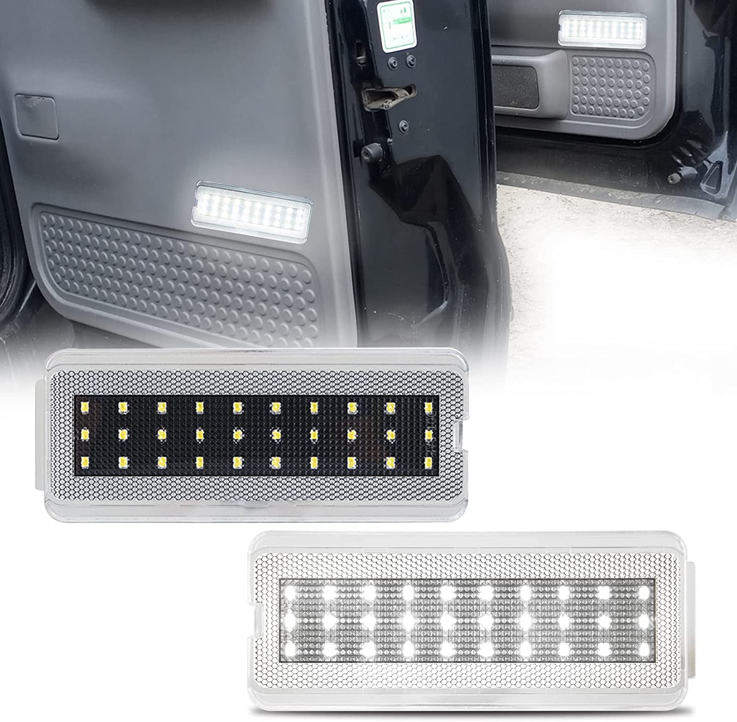 LED Interior Door Lights Courtesy Door Light Assembly Front or Rear Door Reflectors Panel Lights Lamp Compatible with Ford 1999-2007 F250 F350 F450 F550 Super Duty& 2000-2005 Excursion - Delicate Leather