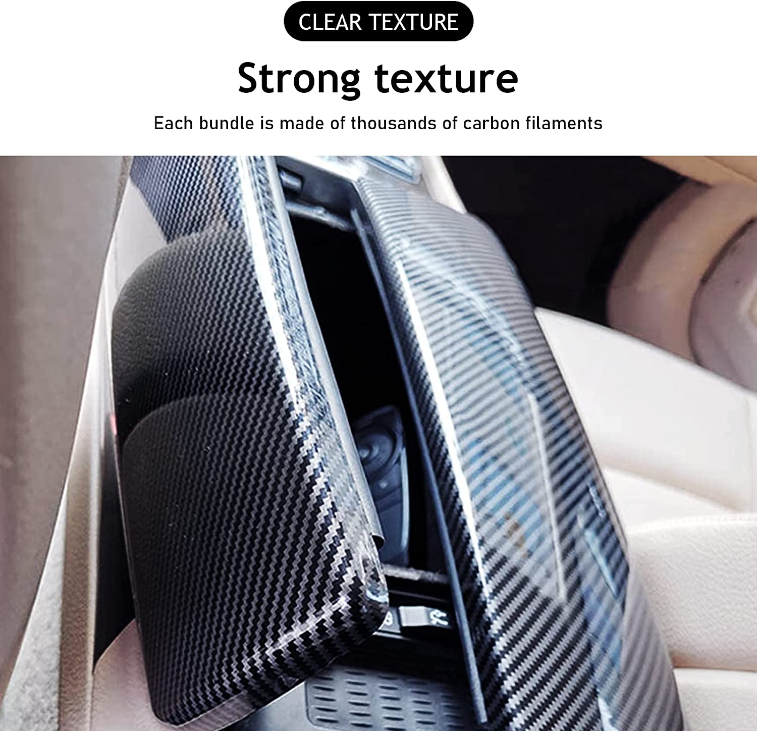 Center Armrest Box Cover for F01 F02, Carbon Fiber Console Box Storage Box Trim Covers for 7 Series 2009-2015 - Delicate Leather