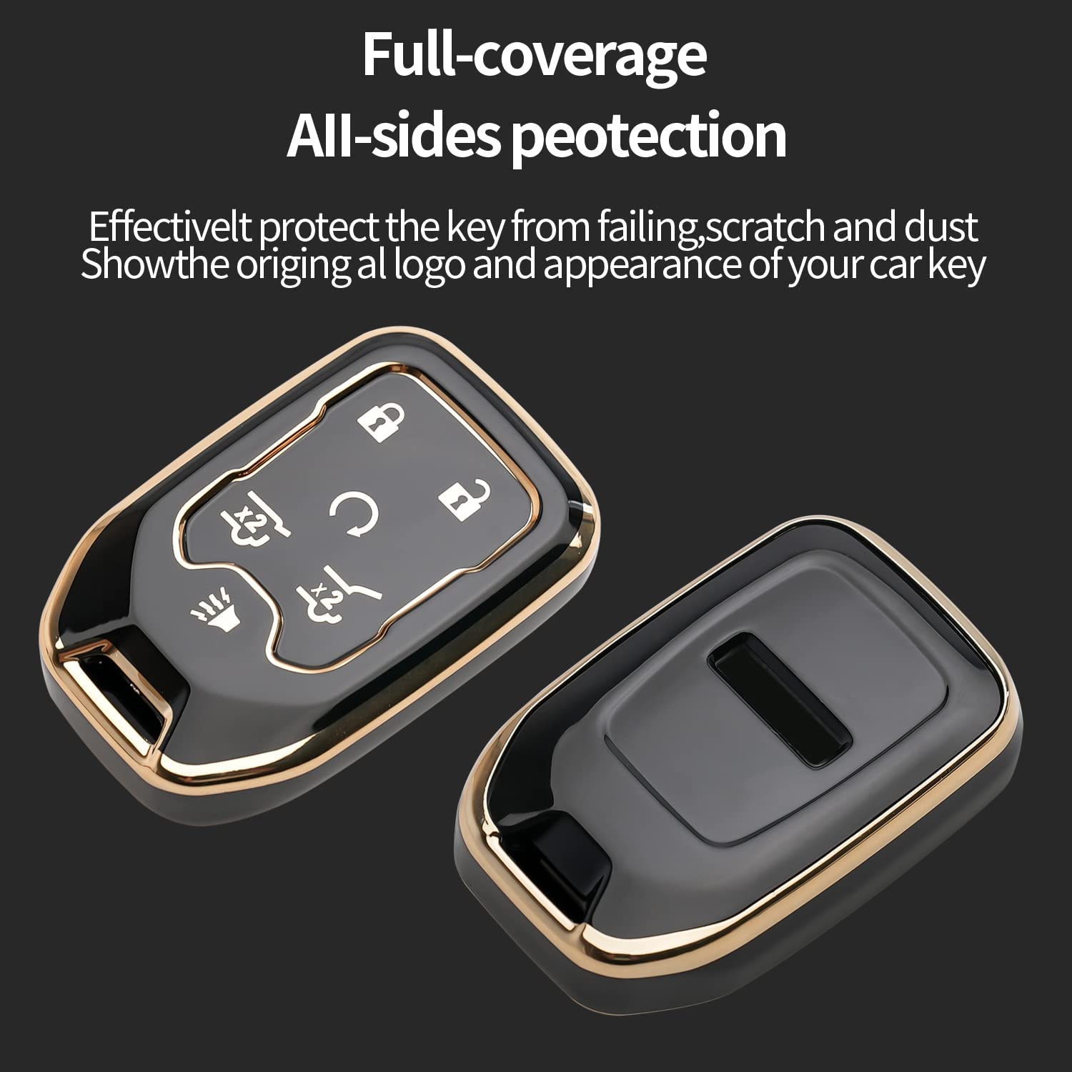 Fob Chevy Key Fob Cover Keychain Fit for 2018-2022 Chevrolet Silverado And GMC Sierra 1500 2500HD 3500HD 2015-2021 Smart Key Shell Case - Delicate Leather
