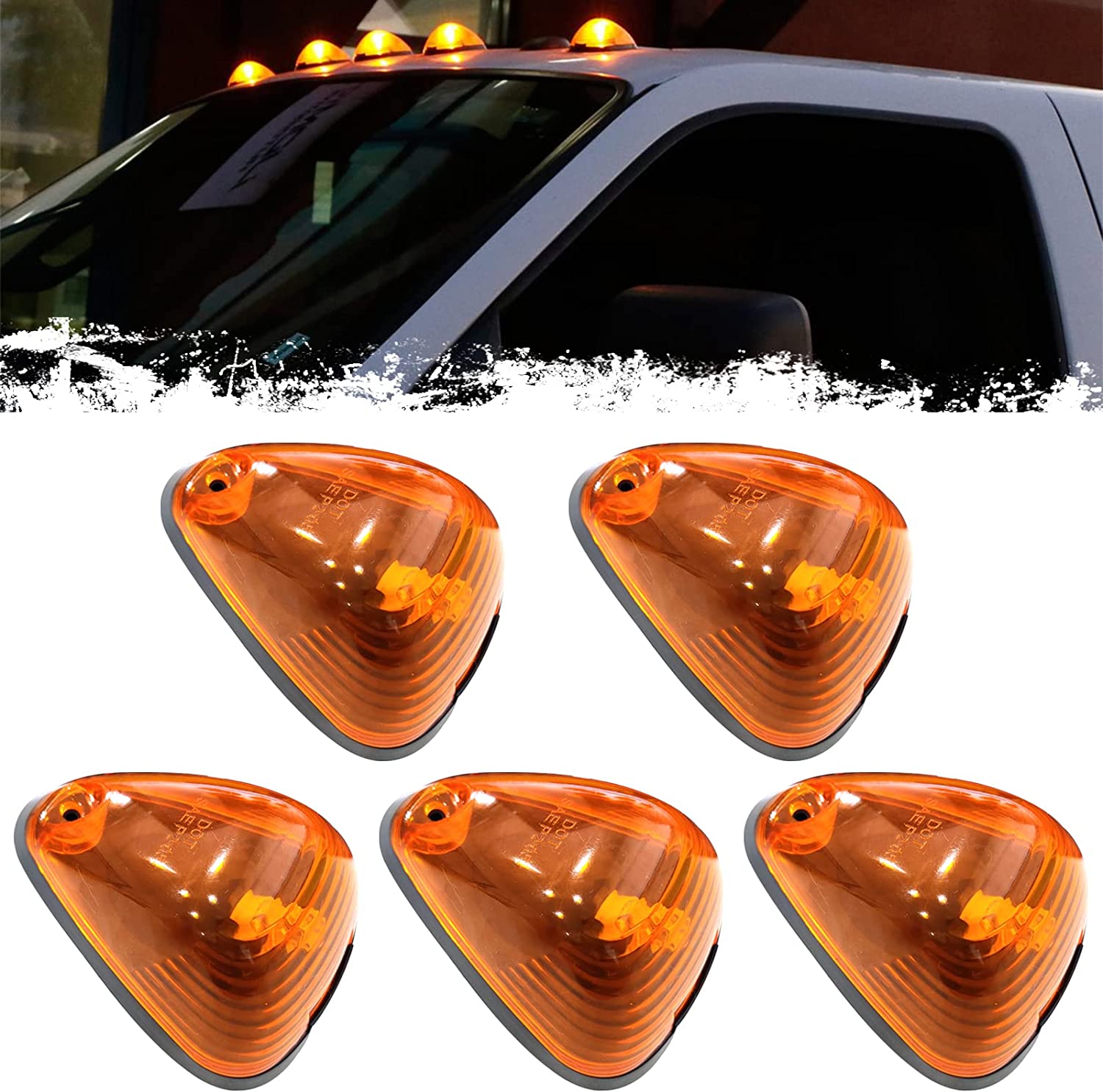 Cab Roof Marker Lights 10 LED Amber Top Clearance Running Lights Super Duty Pickup Trucks SUV - Delicate Leather