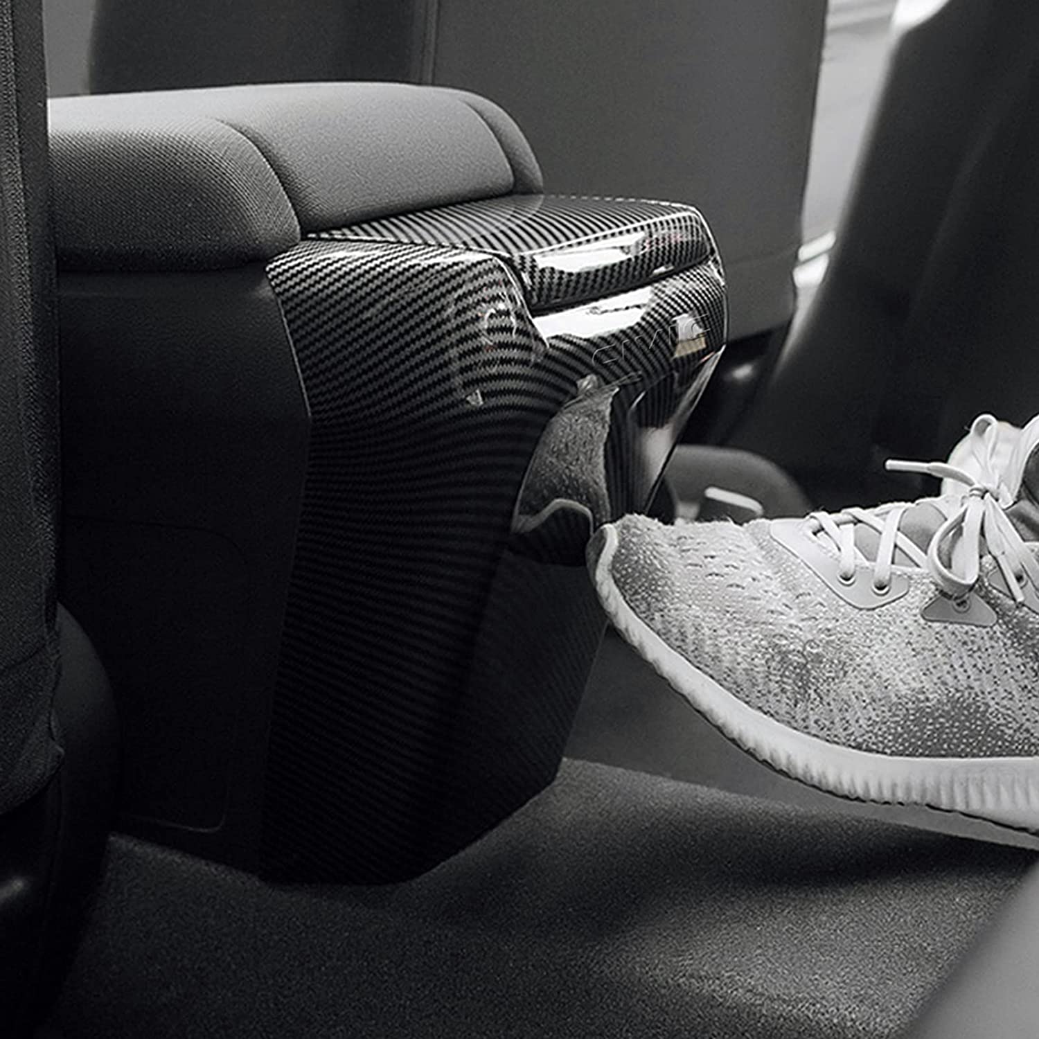 Armrest Box Cover Trim Decals Compatible with 2016 2017 2018 2019 2020 2021 Civic Accessories ABS Carbon Fiber Interior Sticker - Delicate Leather