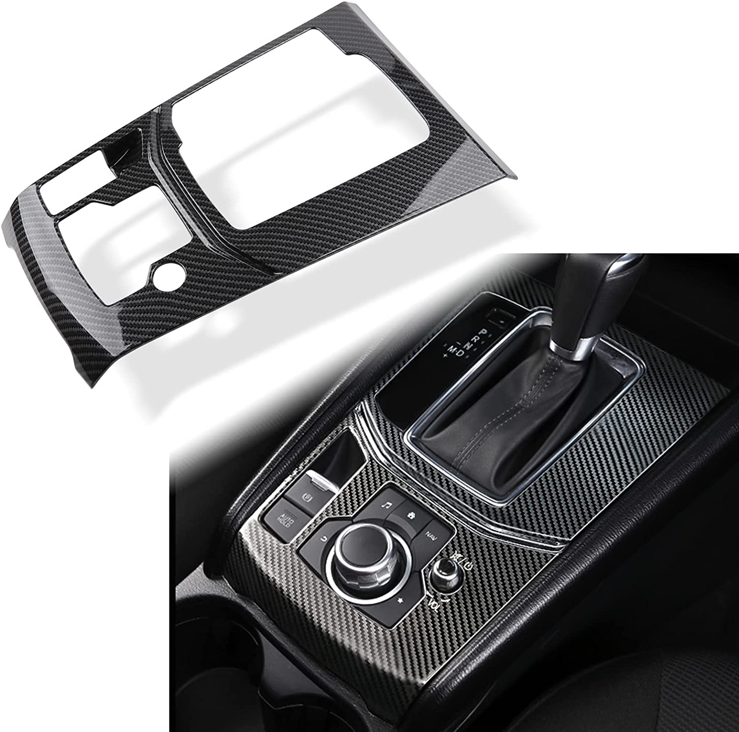 2 PCS Compatible with CX-5 2023 2022 2021 2020 2019 2018 2017 Accessories Car Gear Panel Cover Trims Frame Gear Shift Knob Center Consoles for Left Side Drive Car