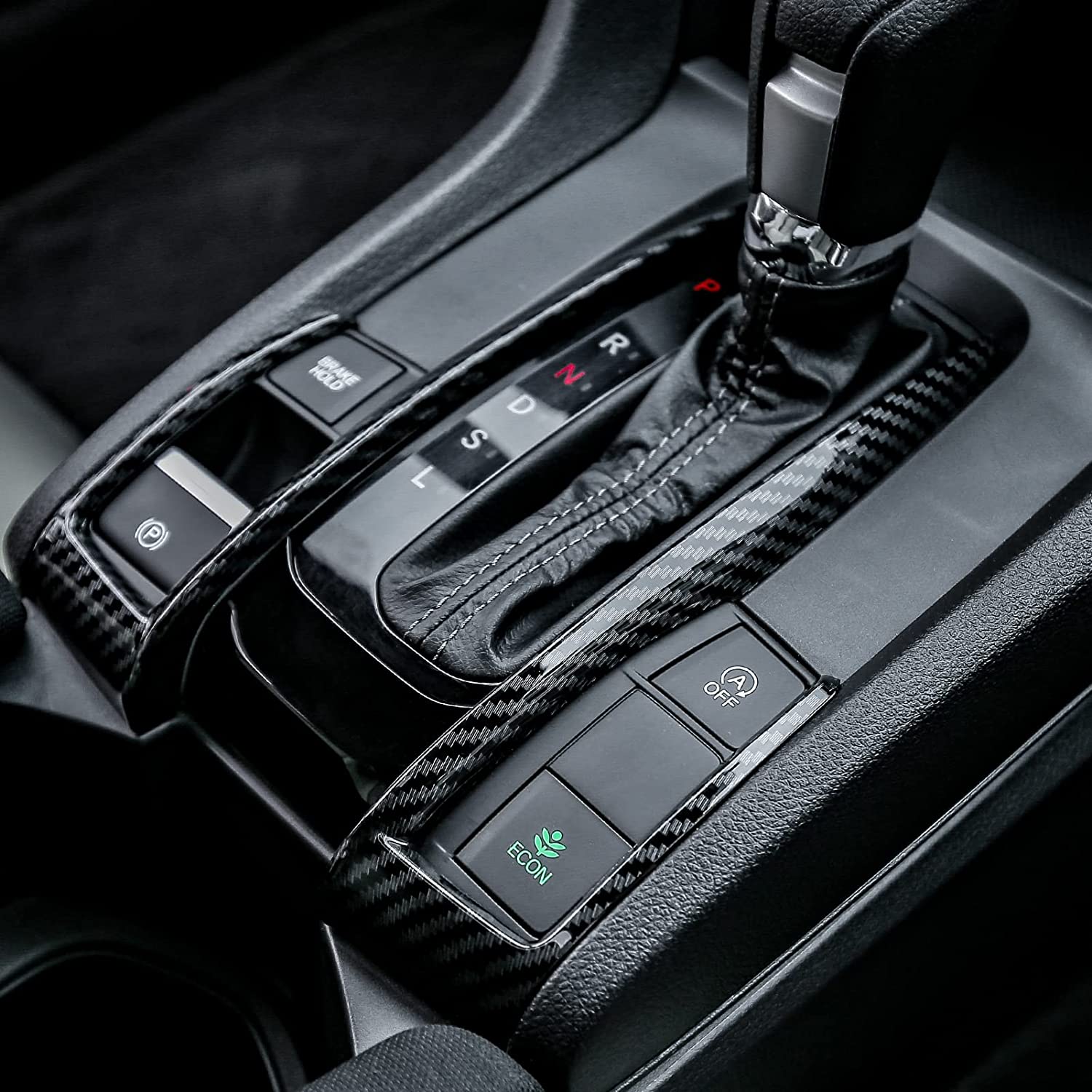 10th Gen Civic Gear Box Trims CVT Automatic Transmission Shift Boots Panel Stickers Compatible with Civic Sedan Hatchback Coupe 2021 2020 2019 2018 2017 2016