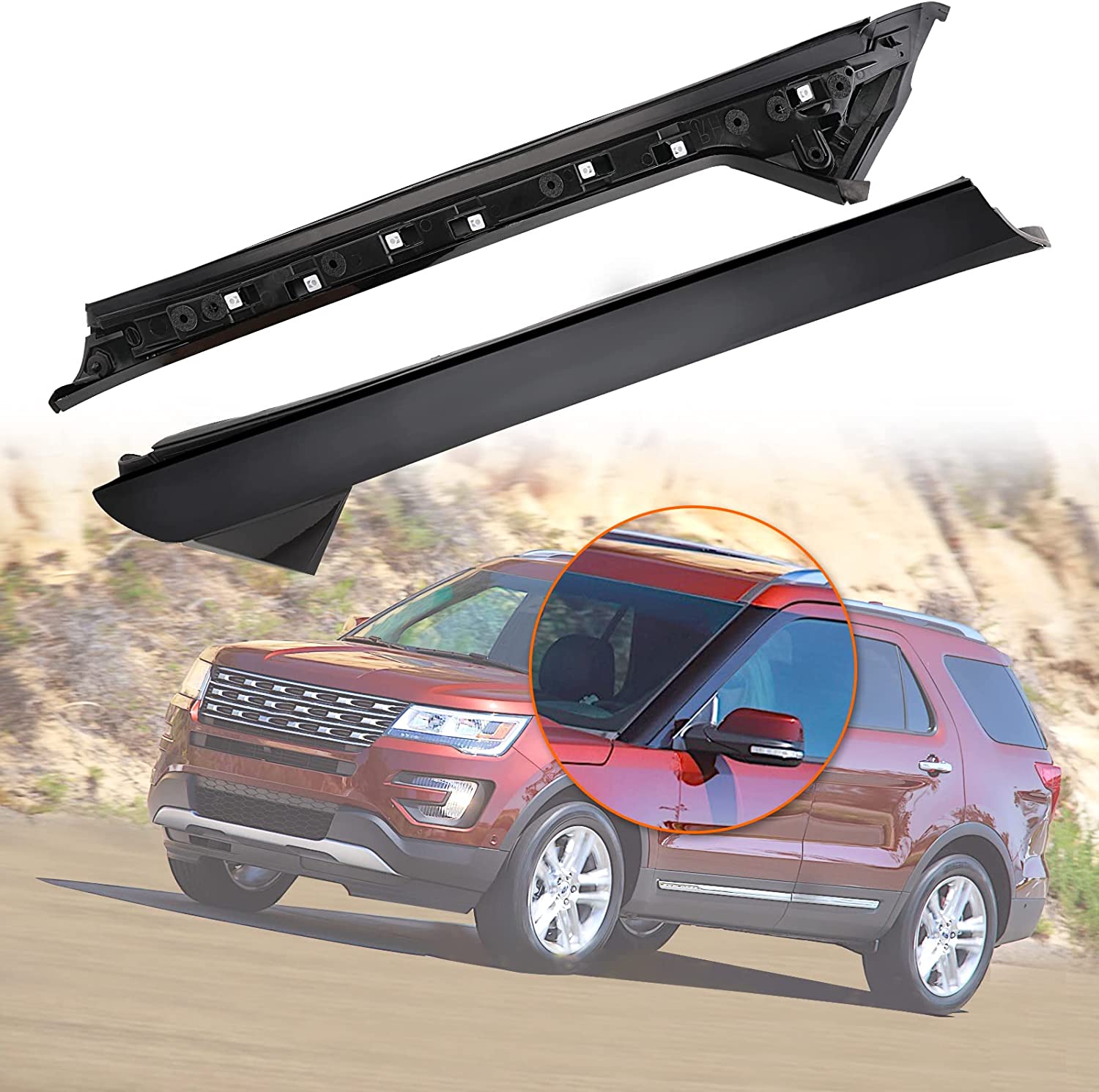 Windshield A-Pillar Molding Trim Driver Side, Compatible with 2011-2019 Ford Explorer Replace 926 450, BB5Z-7803137-AB BB5Z7803137AA BB5Z7803137BA BB5Z7803145AA - Delicate Leather