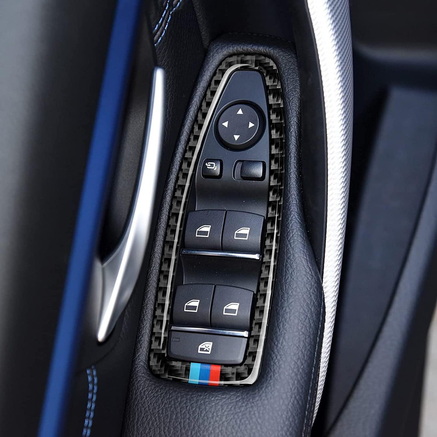 4PCS Car Window Lift Switch Cover Carbon Fiber Sticker Decal Interior Trim fits for Accessories (Style B) -- ONLY for F30 (2016- 2019) , F32 F34 (2017- 2019)… - Delicate Leather