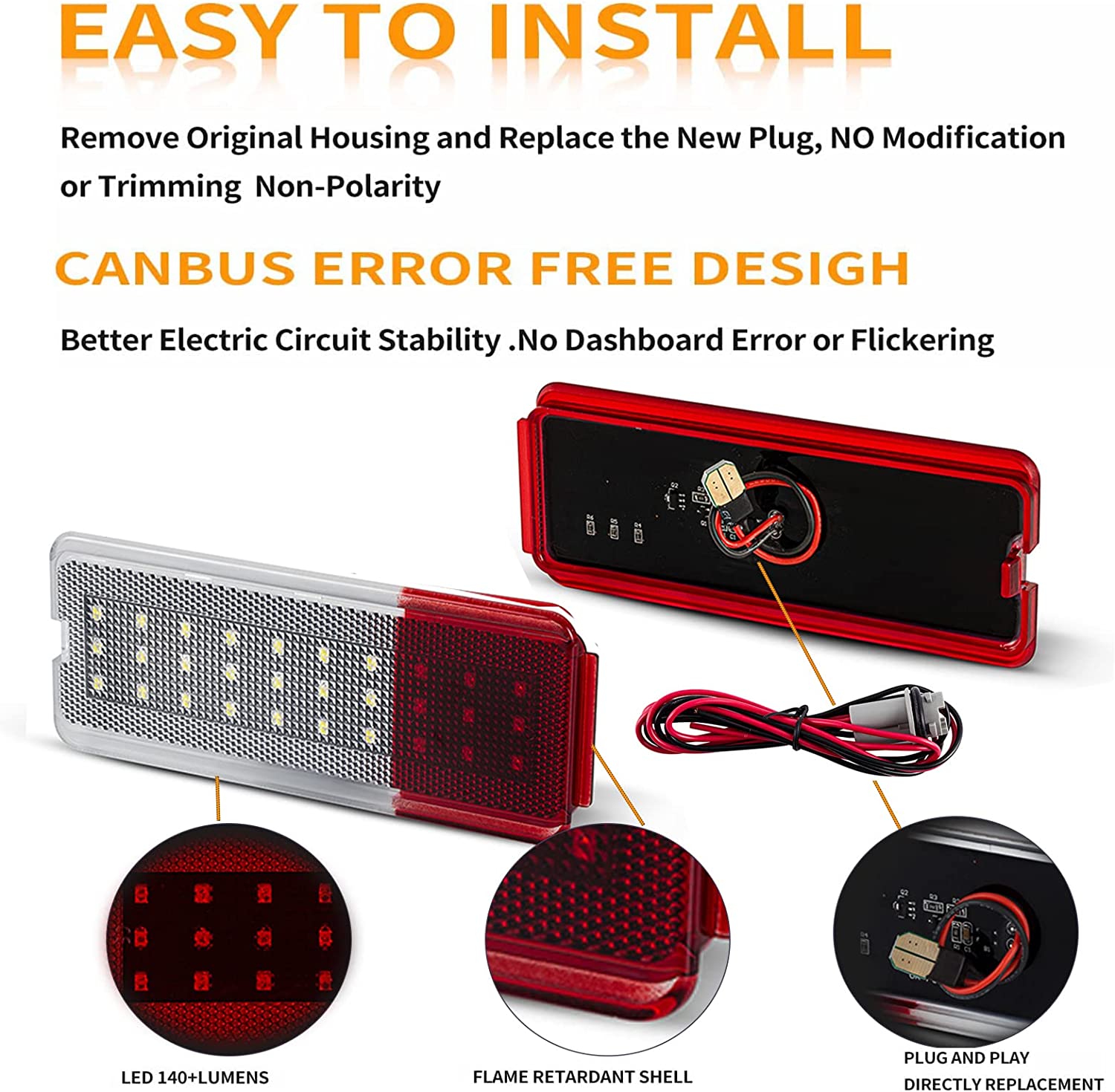 LED Interior Door Reflector Panel Courtesy light Door Light Warning Light Lamp Assembly Compatible with Ford (1999-2007 SuperDuty F250 F350 F450 F550 Super Duty & 2000-2005 Excursion),F81Z-2523820-AA - Delicate Leather