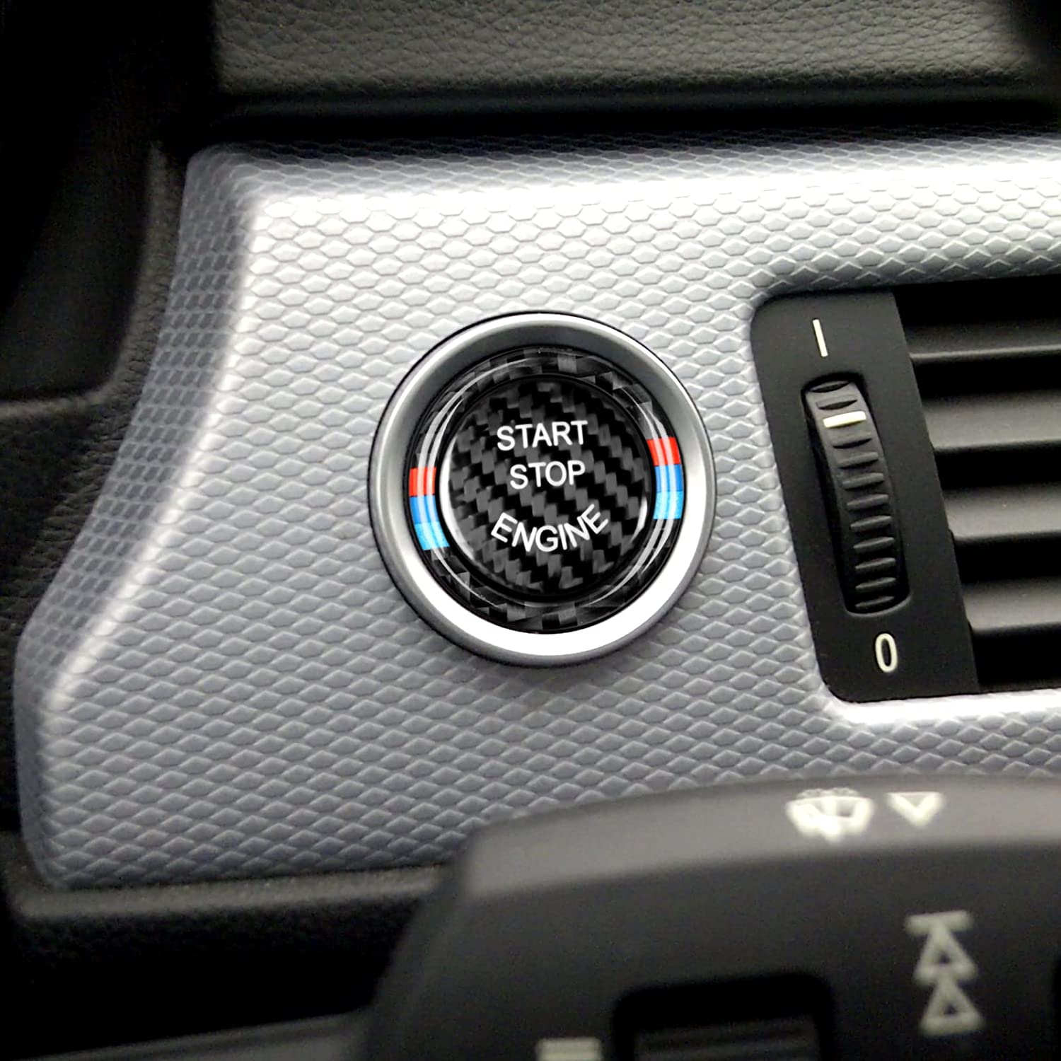 Car Engine Start Stop Button Ring Cover Sticker Decal Carbon Fiber Trim fits for E90 E92 E93 2005 2006 2007 2008 2009 2010 2011 2012 Accessories - Delicate Leather