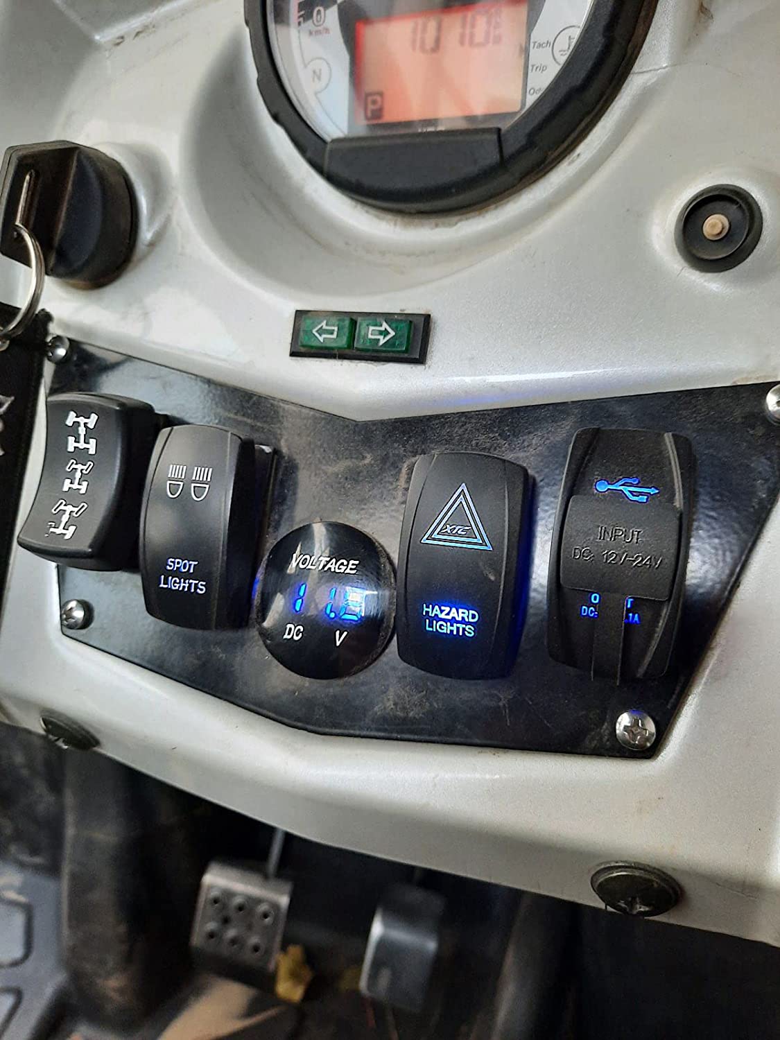 Universal Dual USB Power Charger Carling ARB Rocker Switch Blue LED Light Compatible with Any 12-24V car, Motorcycle, Electric car, ATV, UTV, Boat etc - Delicate Leather