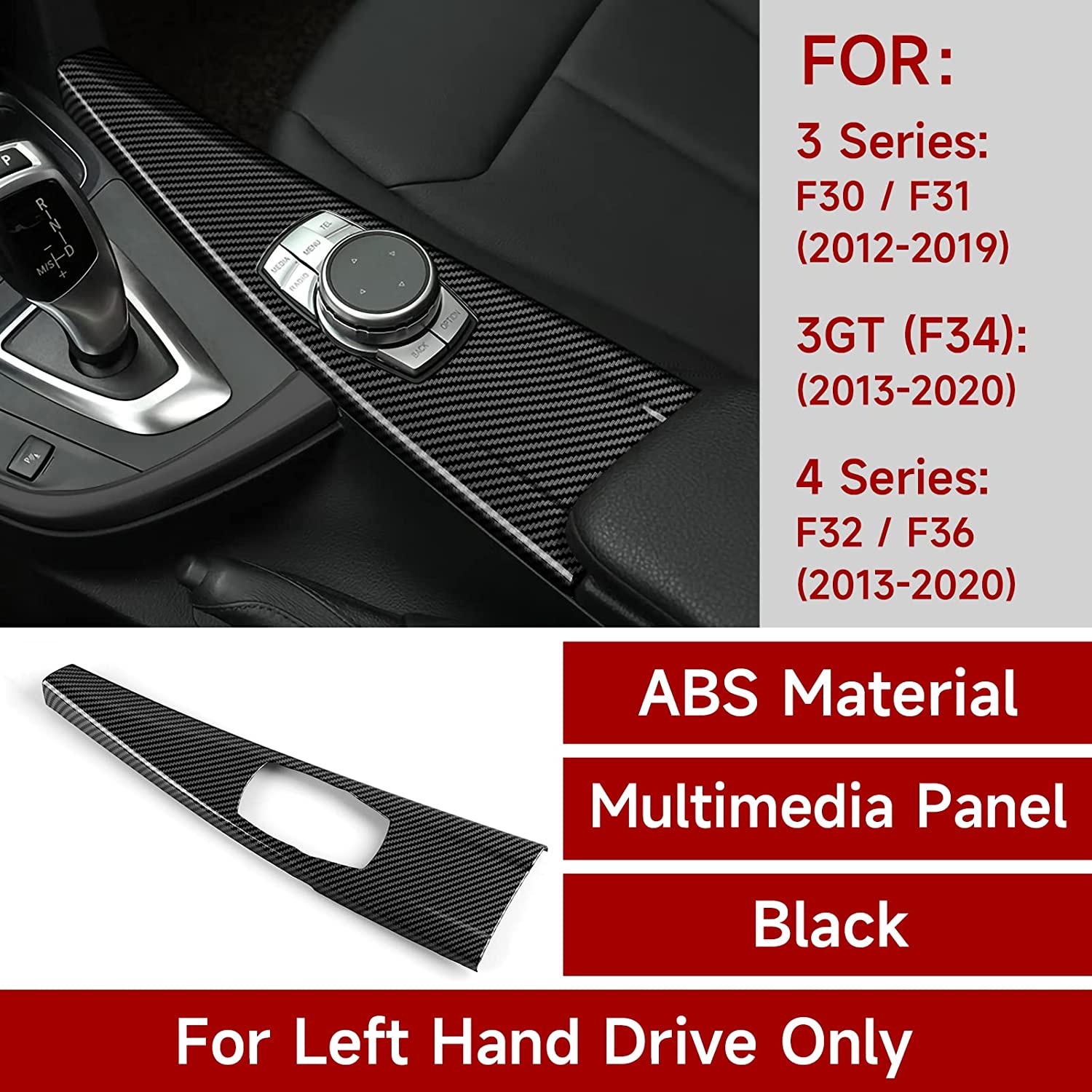 Car Multimedia Cover Sticker Wrap Carbon Color ABS Decal Trim fits for F30 F31 F34 3GT F32 F36 Accessories - Delicate Leather