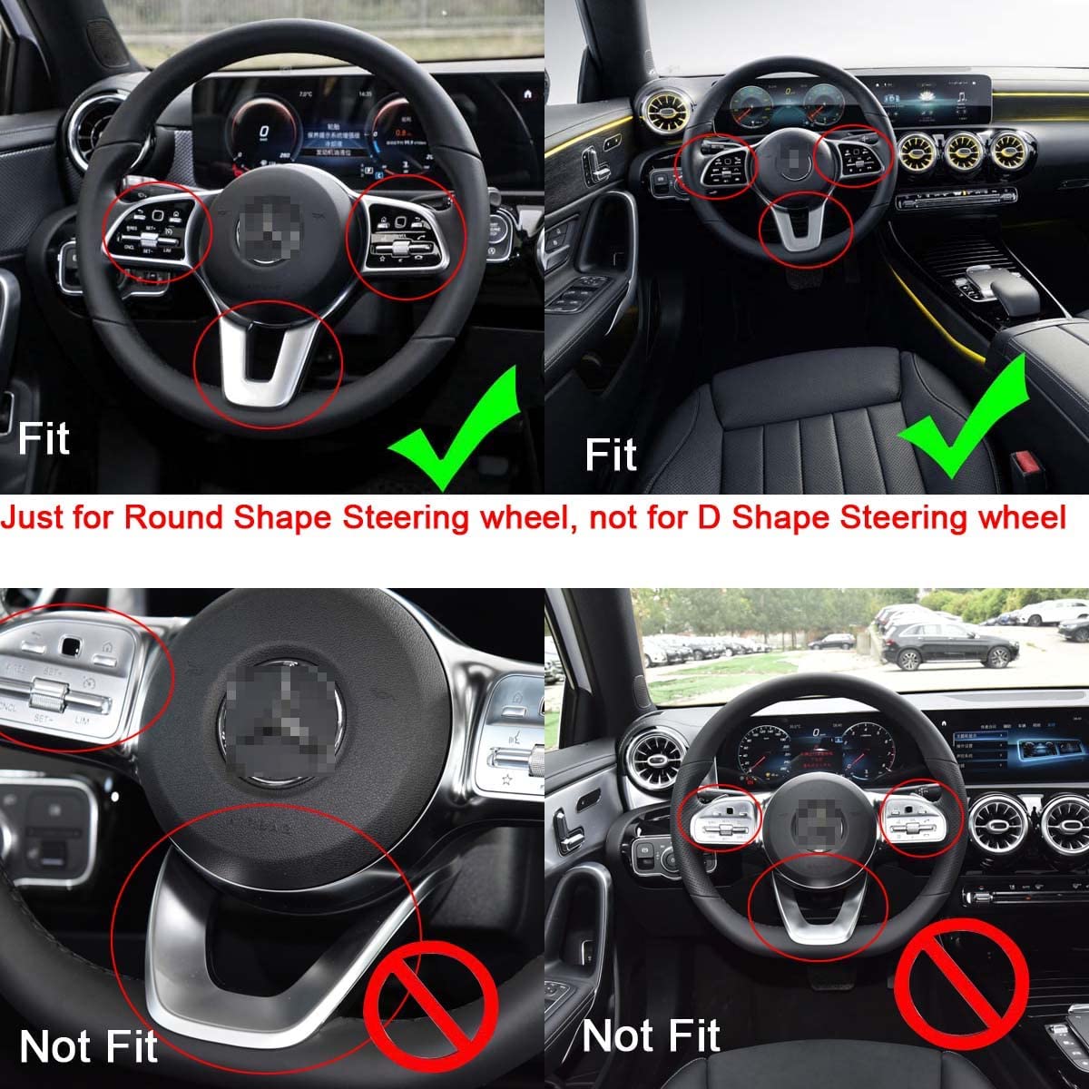 Pursuestar Bling Crystal Steering Wheel Button Frame Cover Car Interior Accessories Trim Sticker Decals custom-fit for A B Class GLA CLA 2019 2020 2021 2022 - Delicate Leather