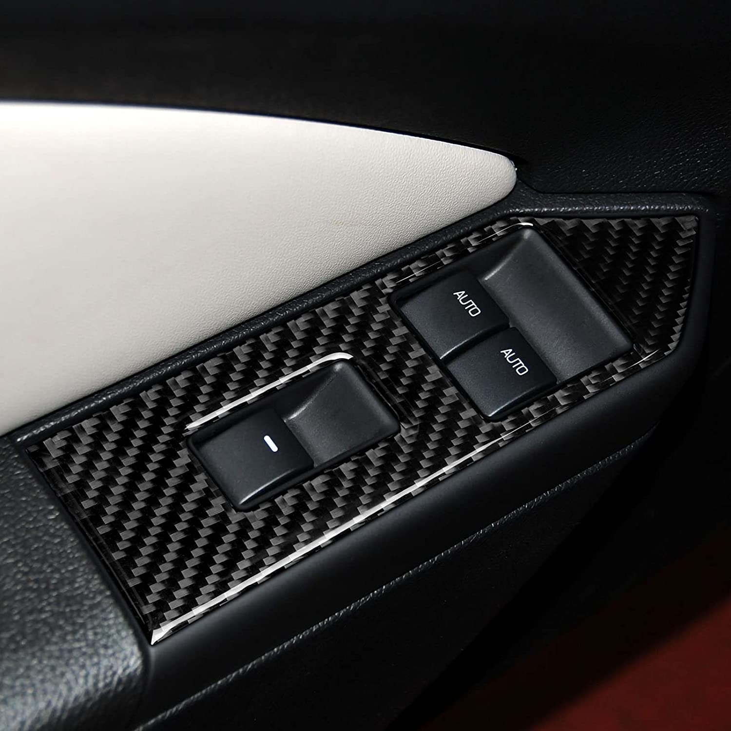 Carbon Fiber Sticker Decal Car Window Lift Switch Cover Interior Trim Cover for Mustang GT 2005 2006 2007 2008 2009 S197 Accessories - Delicate Leather