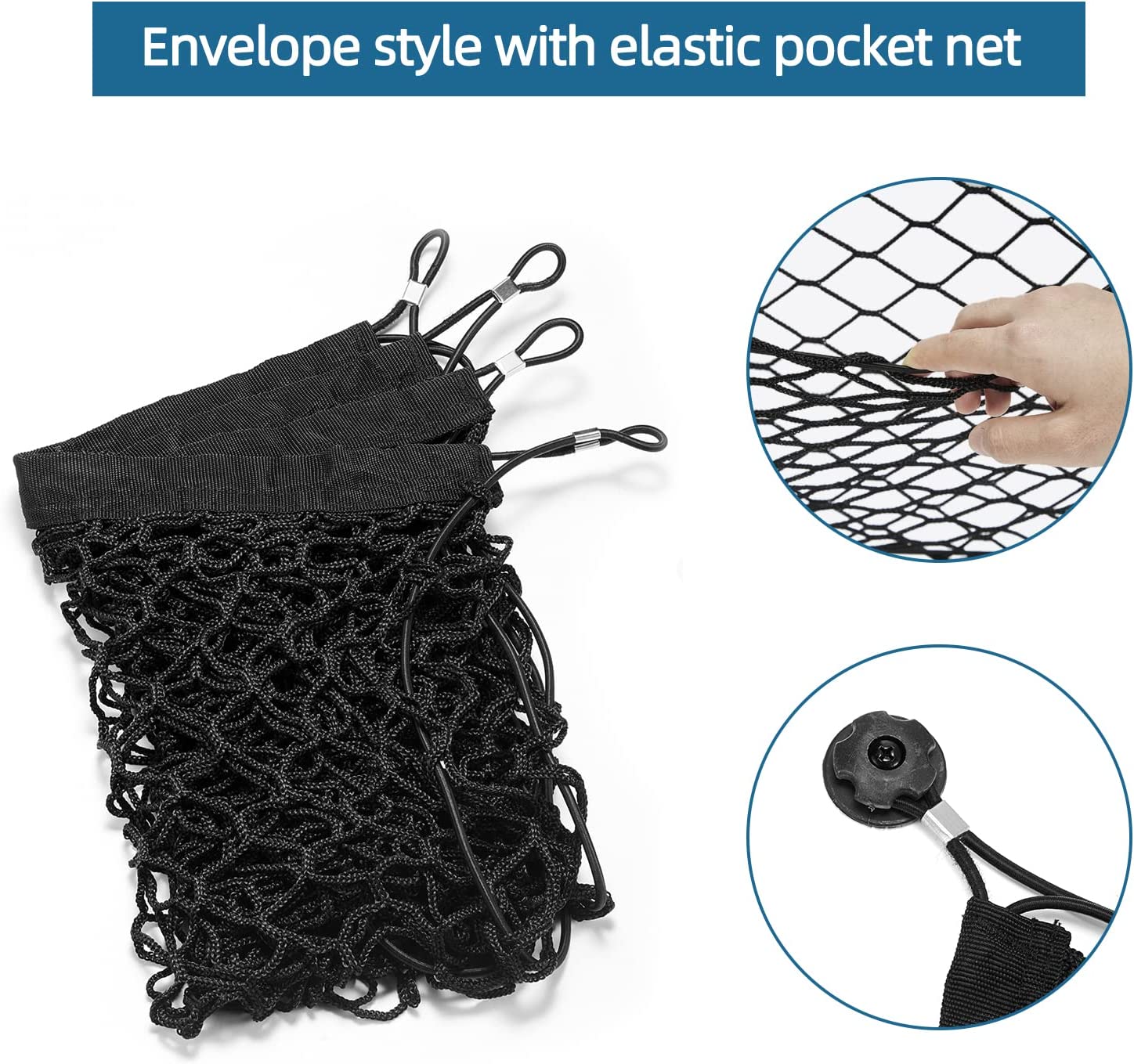 Trunk Cargo Net Stretchable, Envelope Style Cargo Net with Metal Hooks, Elastic Trunk Storage Net, Ideal Heavy Duty Cargo Net for SUV, Fit for 2011-2021 Grand Cherokee Accessories - Delicate Leather