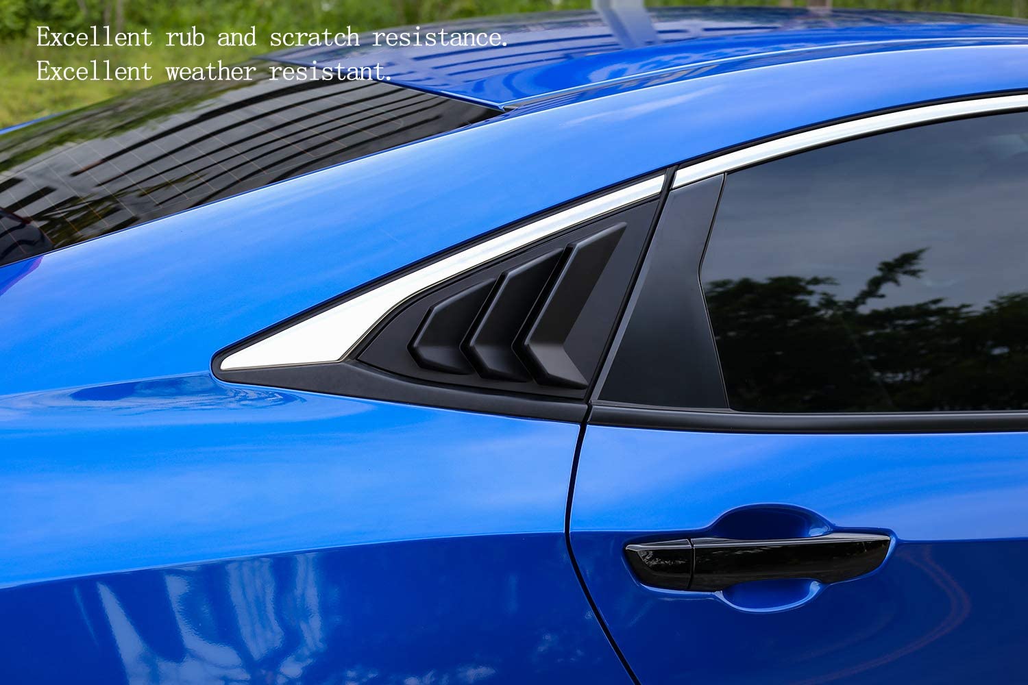 10th Gen Civic Rear Side Window Louvers Racing Style Triangular Window Glass Blinds Compatible with Civic Sedan 2021 2020 2019 2018 2017 2016 - Delicate Leather