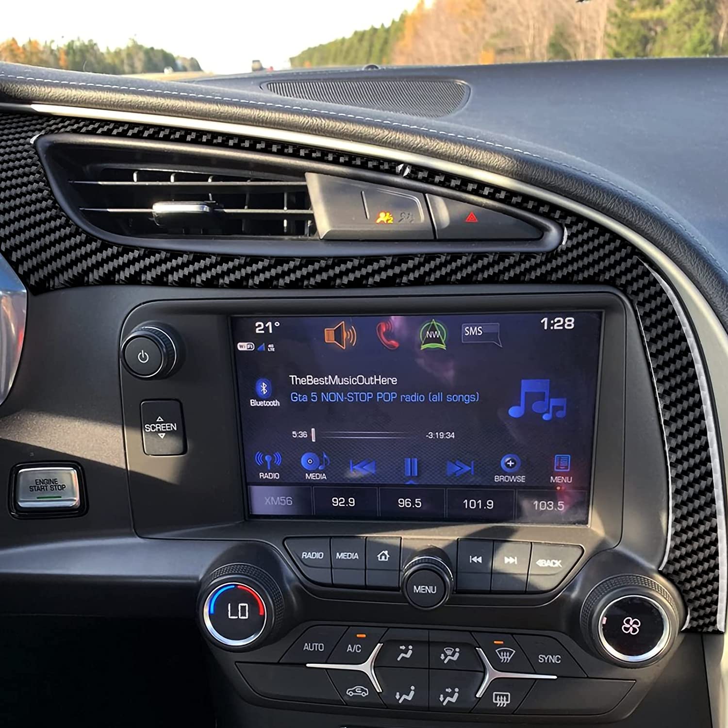 C7 Car Center Air Vent Sticker Decal Carbon Fiber Interior Trim Accessories Cover for C7 2014 2015 2016 2017 2018 2019 - Delicate Leather