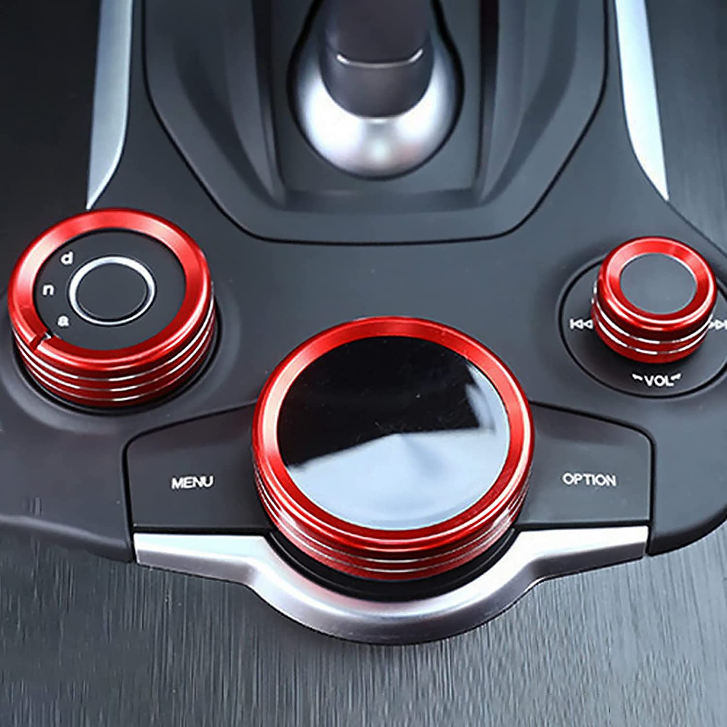 3PCS Car Multimedia Knob Cover Sticker Decal Interior Trim Compatible with Giulia Stelvio 2017 2018 2019 Interior Accessories - Delicate Leather