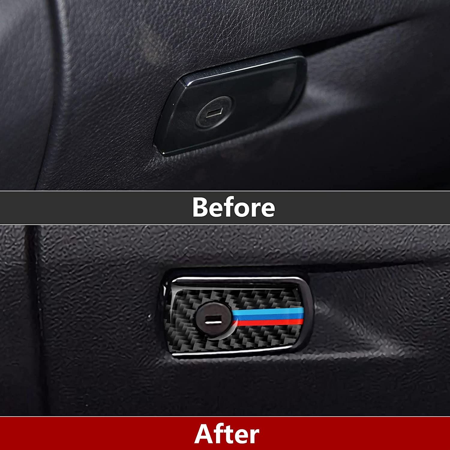 Car Glove Box Decal Storage Box Sticker Carbon Fiber Trim Compatible with F30 F31 F34 3GT F32 F33 F36 3 4 Series Accessories - Delicate Leather