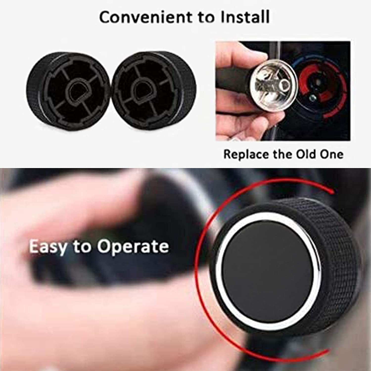 Replacement GM 22912547 Rear Radio Volume Control Knob Button,AC Dash Button Stickers Repair Kit for Select GM Vehicles for 07-14 - Delicate Leather