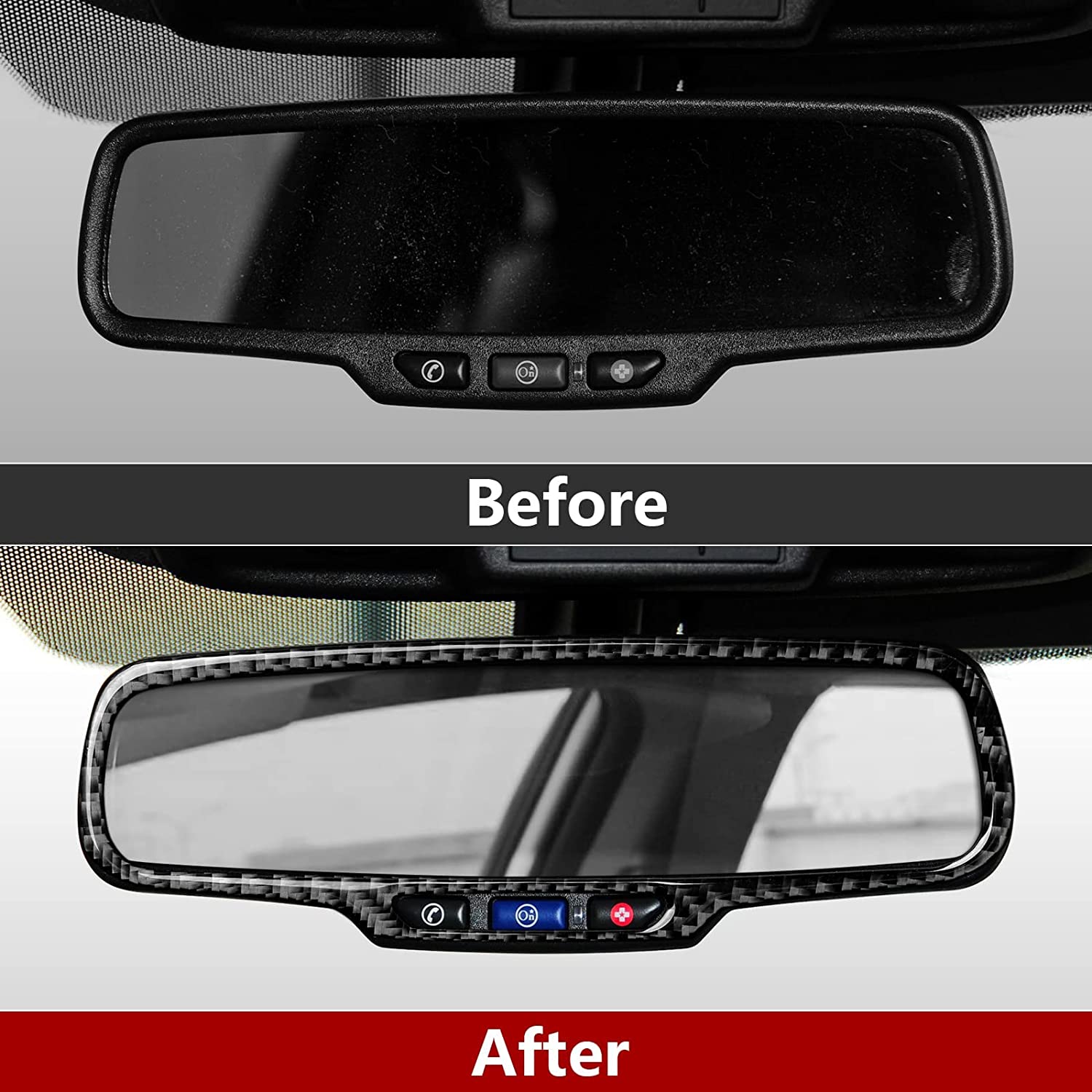 Car Sticker Decal Carbon Fiber Rear View Mirror Interior Trim Cover for Camaro 2010 2011 2012 2013 2014 2015 Accessories - Delicate Leather