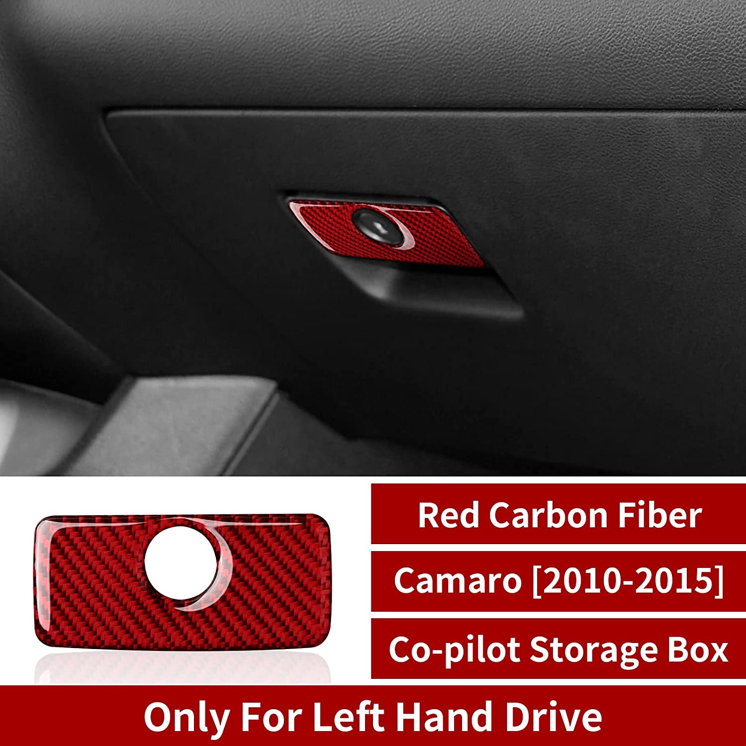 Carbon Fiber Car C0-Pilot Storage Box Sticker Decal Interior Trim Cover for Camaro 2010 2011 2012 2013 2014 2015 Accessories - Delicate Leather
