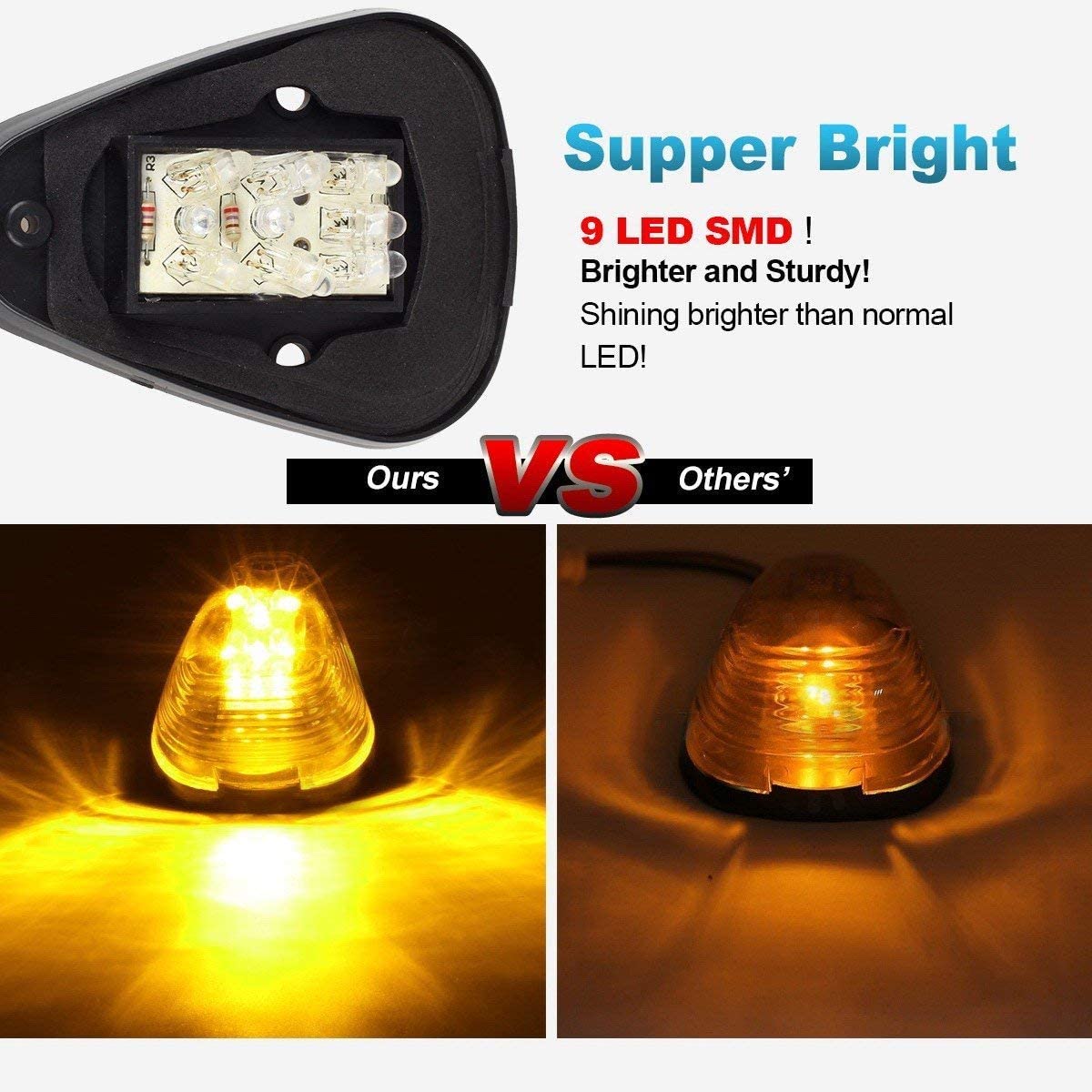 5Pcs Cab Marker Light Smoke Cover Red LED, Cab Roof Running Light, Top Marker Light Compatible with 1999-2016 Ford F150 F250 F350 F450 F550 F650 F750 E150 E250 E350 E450 Super Duty Pickup Trucks - Delicate Leather