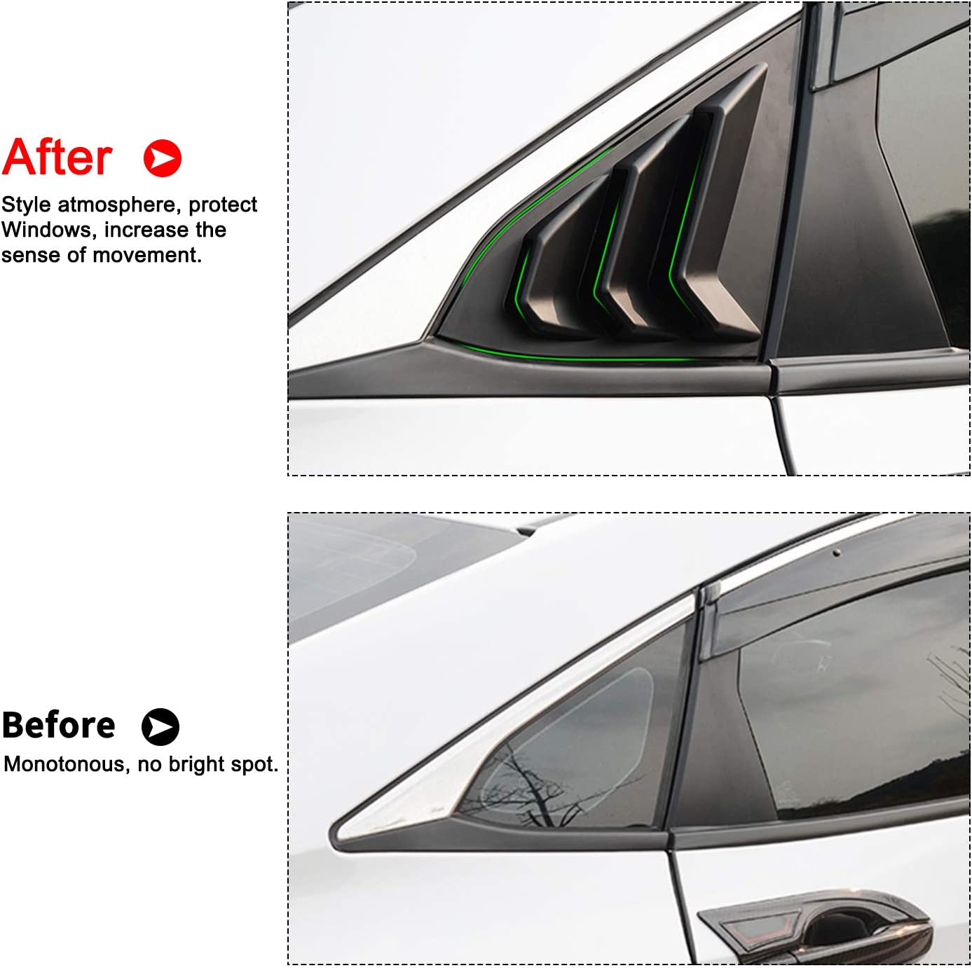 10th Gen Civic Racing Style Rear Side Window Louvers Air Vent Louvers Scoop Cover Blinds Compatible with 2016-2021 Honda Civic Sedan - Delicate Leather