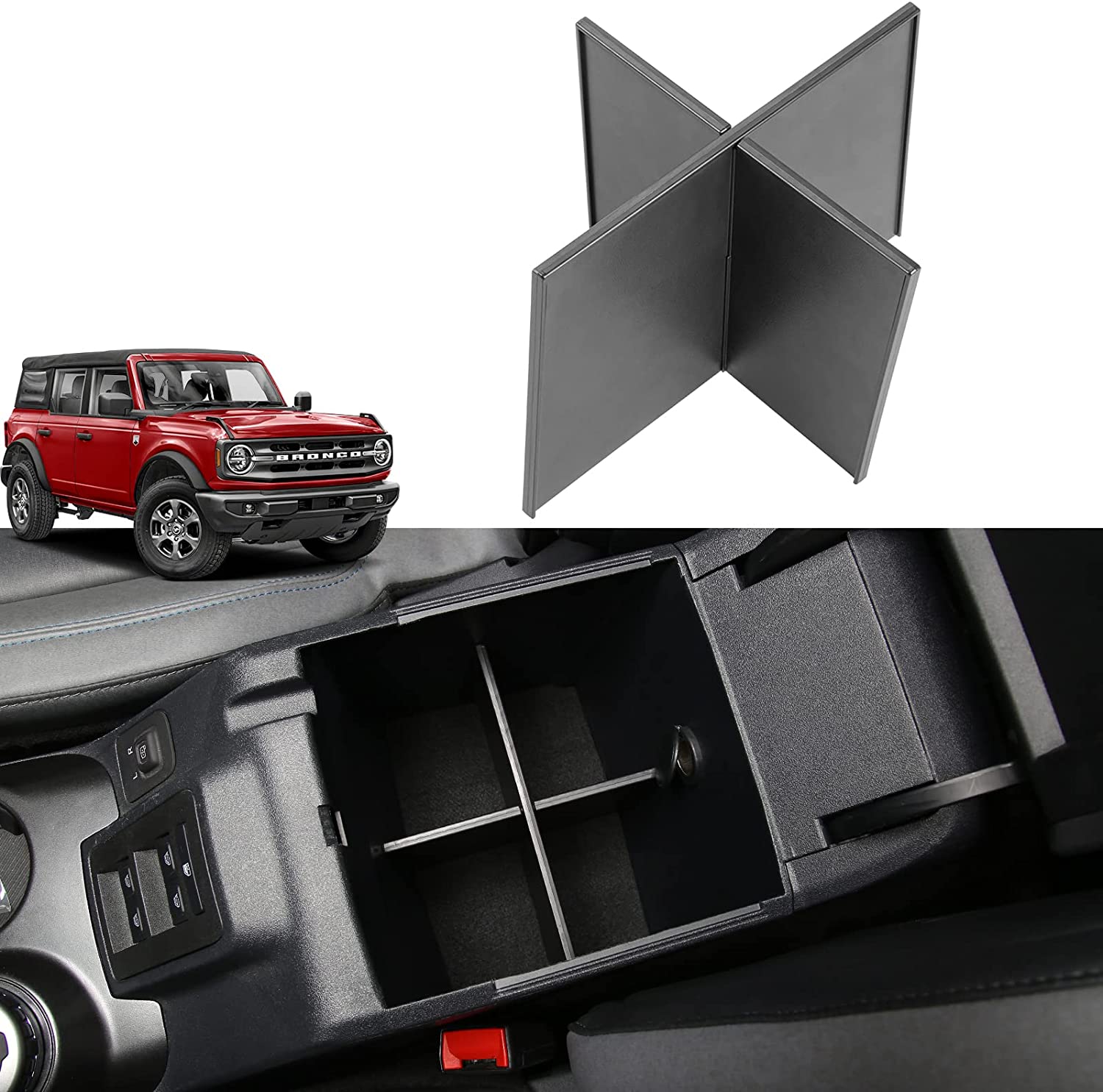 Center Console Organizer Accessories Compartment Dividers Insert Armrest Storage Box - Delicate Leather