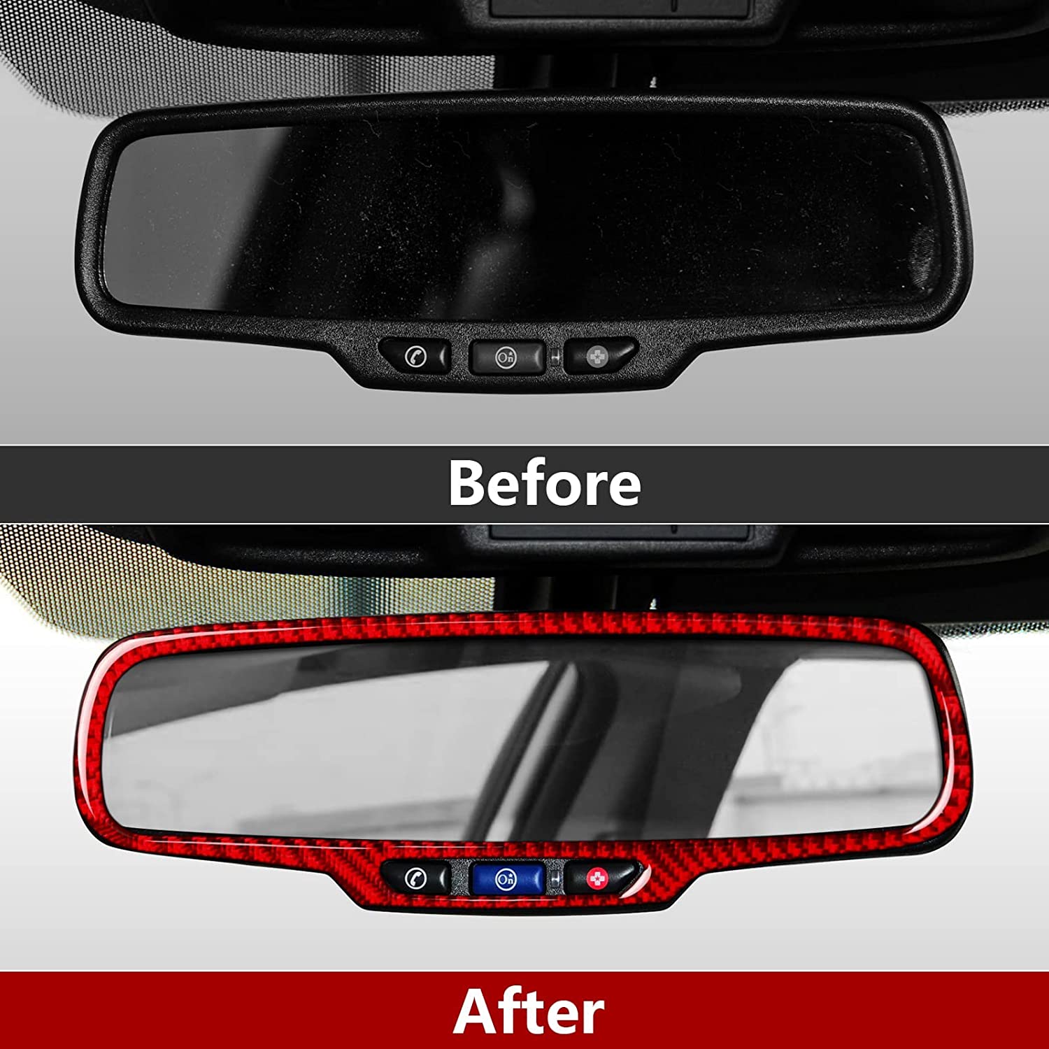 Car Rear View Mirror Sticker Decal Carbon Fiber Interior Trim Cover for Camaro 2010 2011 2012 2013 2014 2015 Car Accessories - Delicate Leather