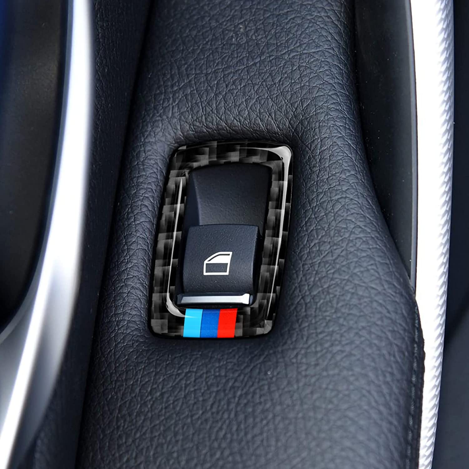 4PCS Car Window Lift Switch Cover Carbon Fiber Sticker Decal Interior Trim fits for Accessories (Style B) -- ONLY for F30 (2016- 2019) , F32 F34 (2017- 2019)… - Delicate Leather