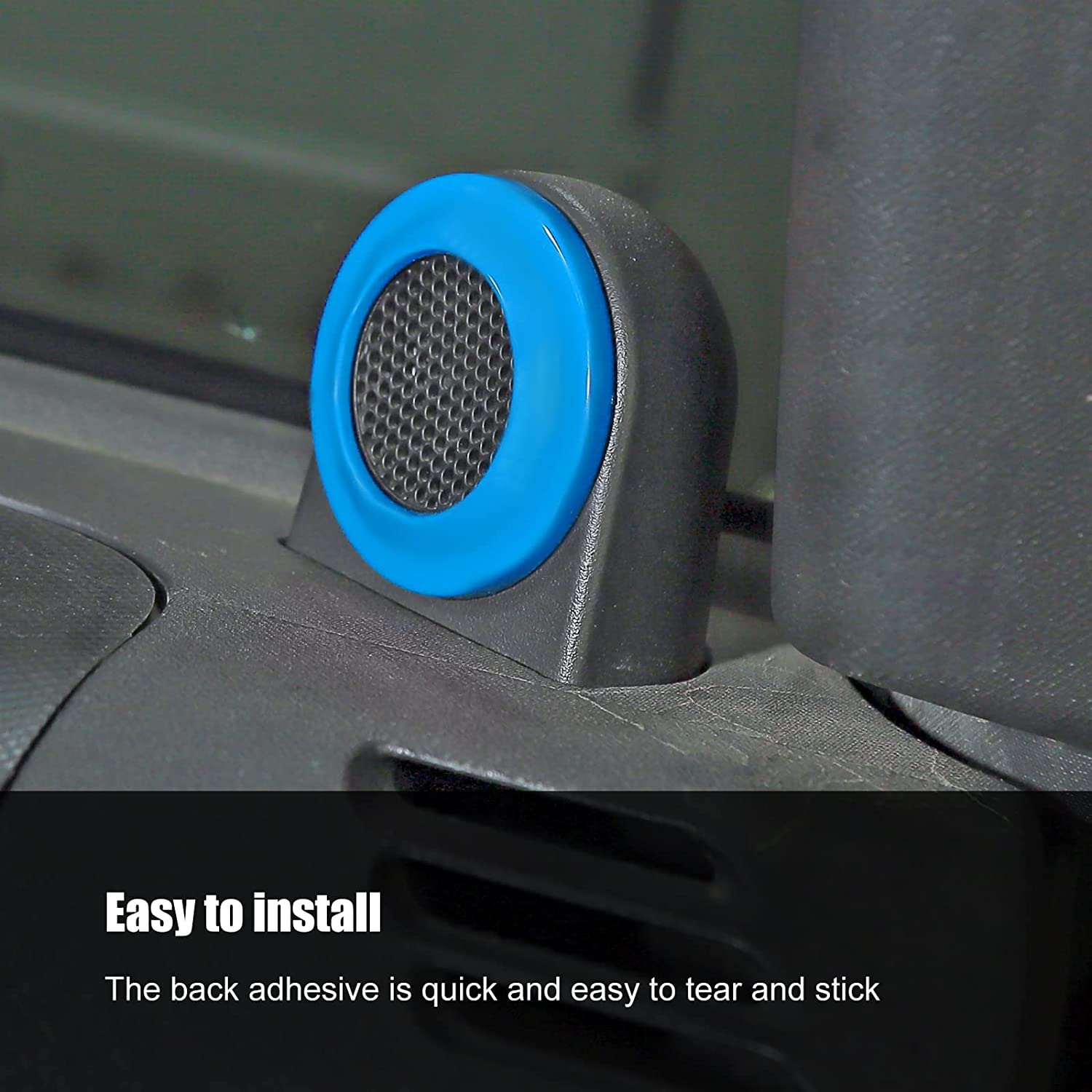 A Pillar Speaker Decoration Cover Trim Stickers Car Interior Accessories for 2007-2014 Wrangler JK JKU (Light Blue) - Delicate Leather