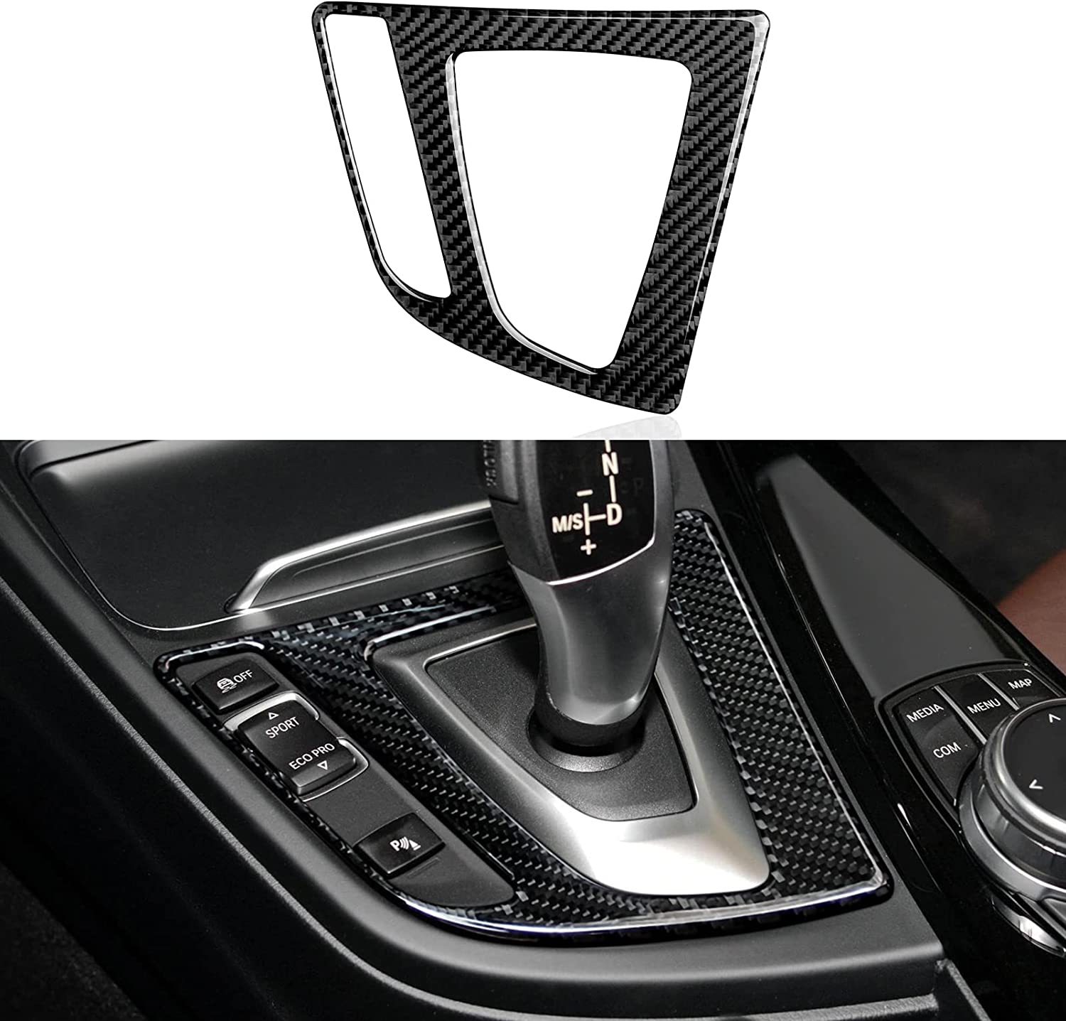 Car Gear Shift Trim Soft Carbon Fiber Decal Sticker Compatible with F30 F31 F34 3GT F32 F33 F36 3 4 Series Accessories, 2012-2020 - Delicate Leather